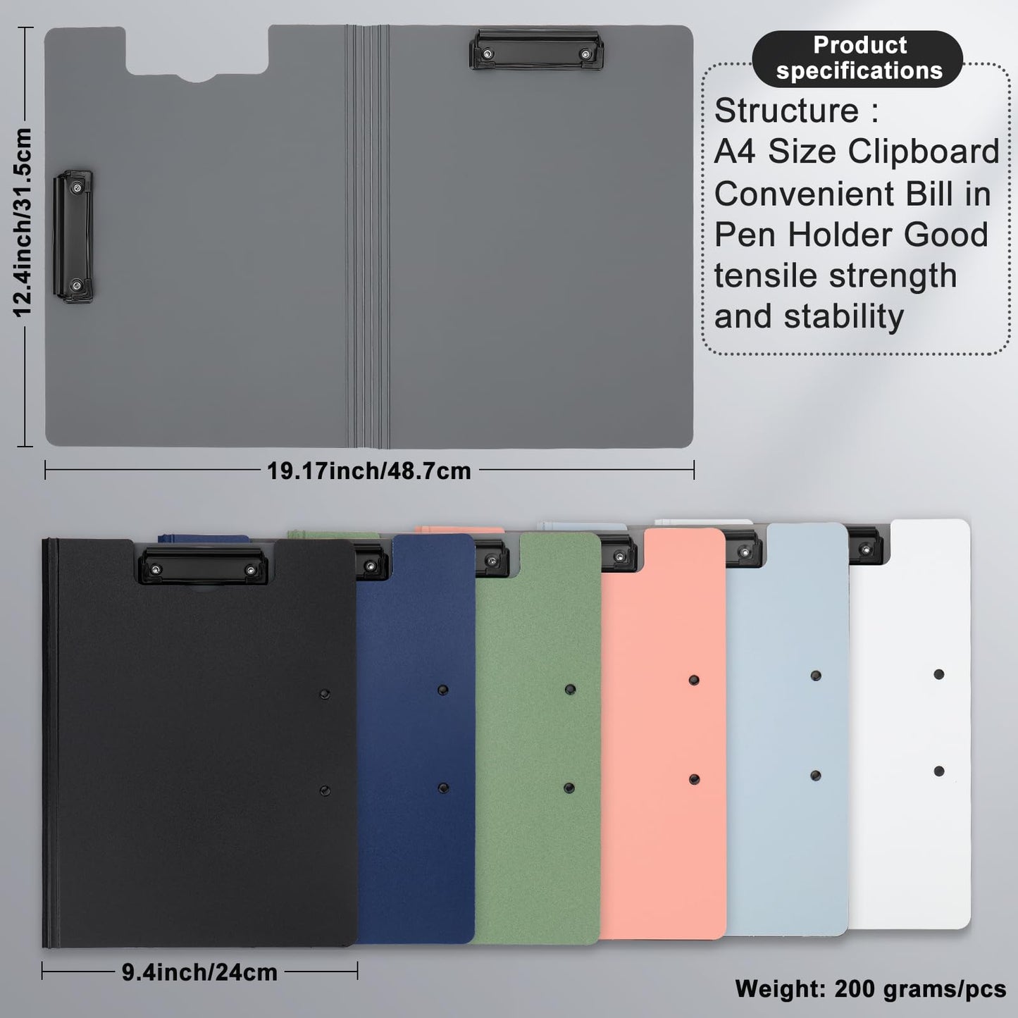 1 PCS A4 Clipboards Foldable,Folding Clipboard,360°Cover Folder Clipboard,Plastic Clipboards with Double Low Profile Clip,A4 Size File Folder Storag Clip Board for A3 A4 Paper Clip Boards-Silver