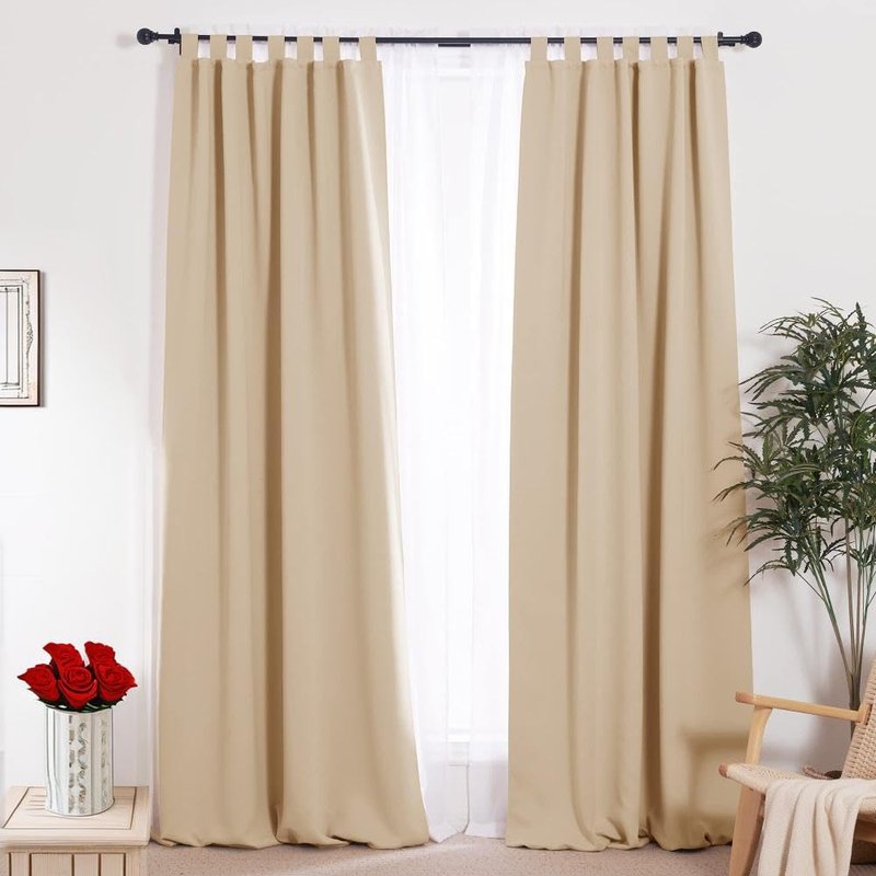 NICETOWN Adjustable Curtain Rods 2-Pack 48-86 Inch, Matte Black Copper Rods with Decorative Finials for Windows, Heavy Duty Window Drapery Poles for Indoor Outdoor Patio Bedroom