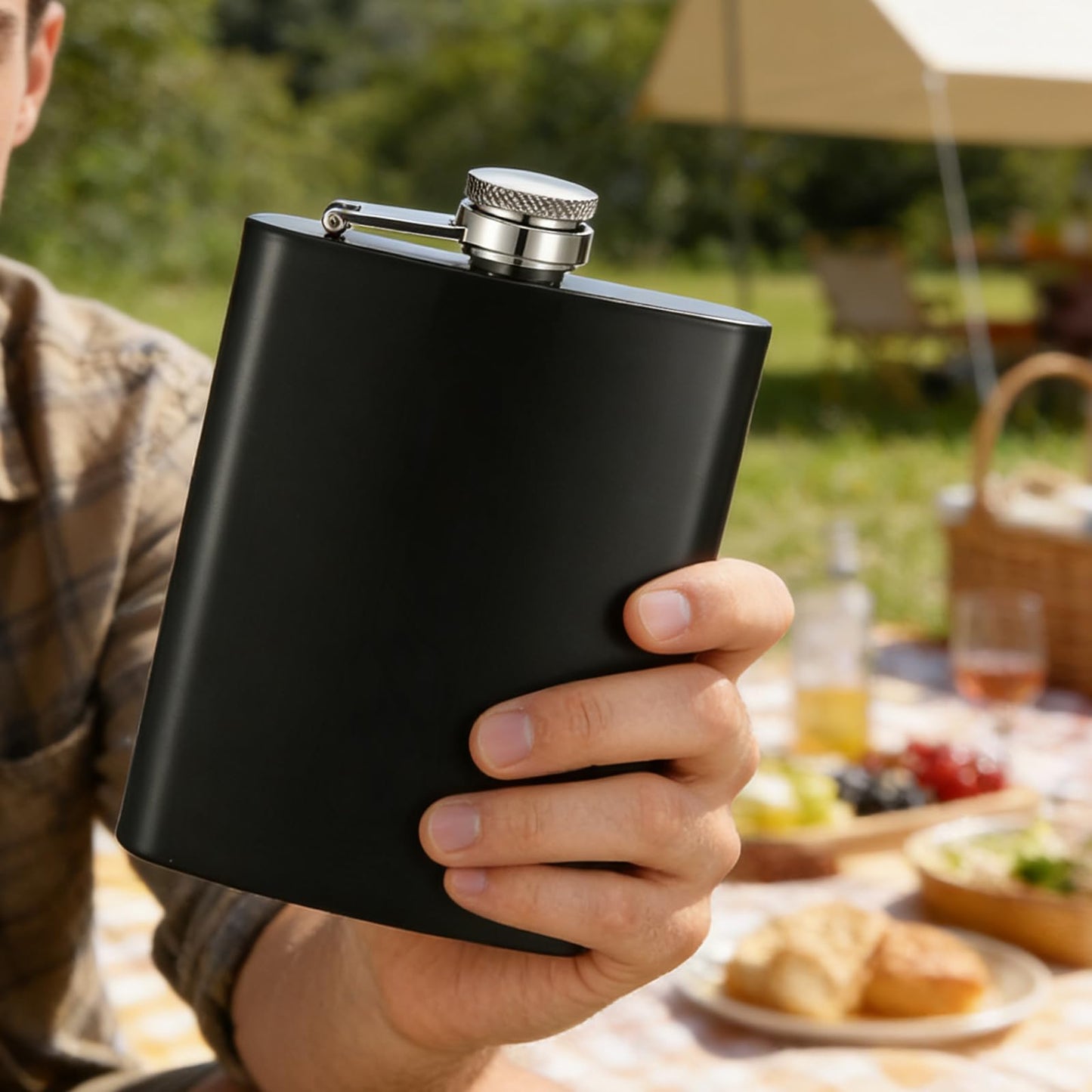 30 Pieces Hip Flasks Set Stainless Steel Liquor Flask with Funnel Metal Leak Proof Flask Pocket Whiskey Flasks for Laser Engraving, Black