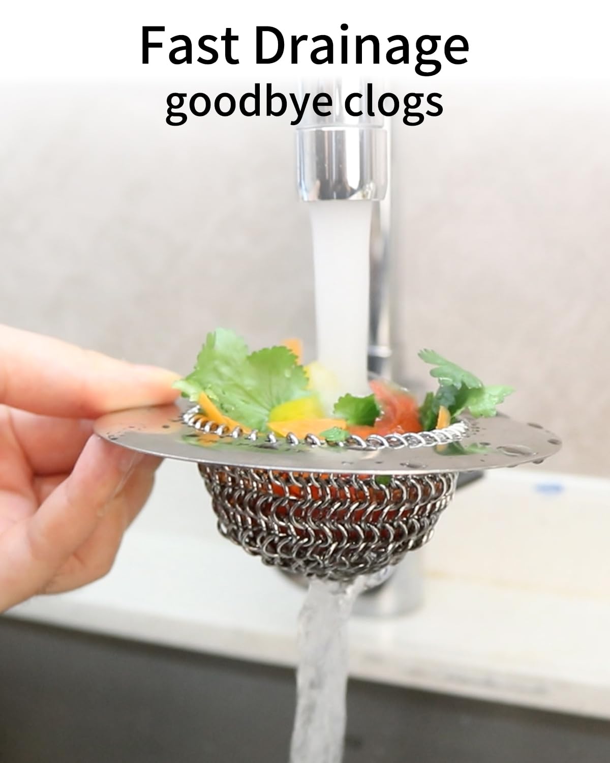 TRAPMATE 2 Pack Bathroom Sink Drain Strainer, 4.4" Fast Drainage Shower Drain Hair Catcher, Anti-Slip Bathtub Drain Hair Catcher, Stainless Steel Shower Drain Cover for Tub, Sink (Patented Product)