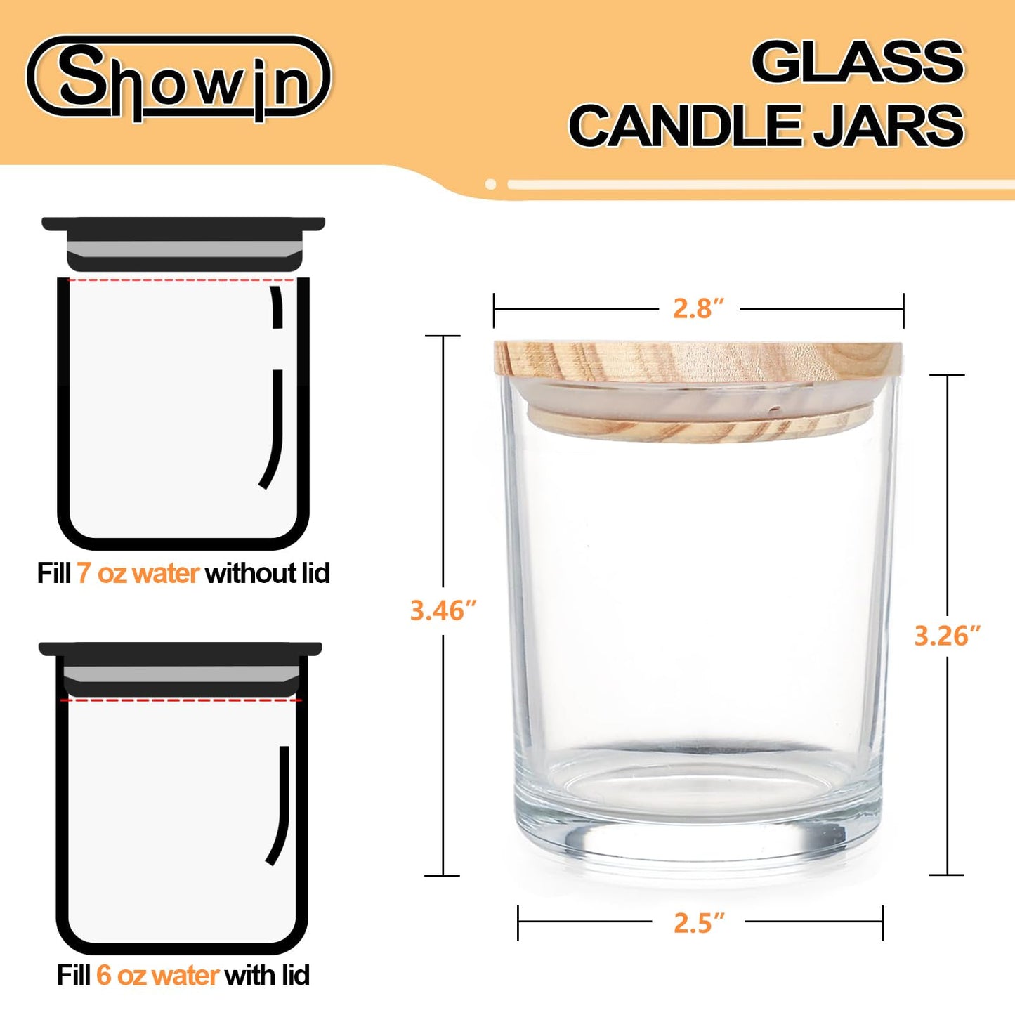 Thick Candle Jars for Making Candles 12 Pcs, 7 OZ Empty Jars with Wood Lids for Candle Making, Sample Container, Clear