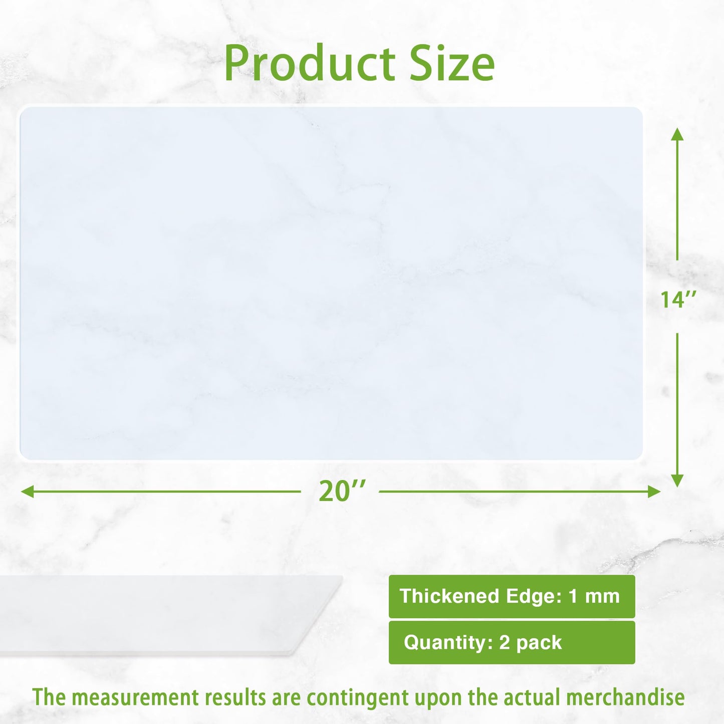Large Silicone Mats for Kitchen Counter: 14” x 20”(1mm) Clear Non-slip Waterproof Countertop Protector Liner - Non-Stick Baking Mat - Heat Resistant Placemat for Pastry Translucent (2/Pack)