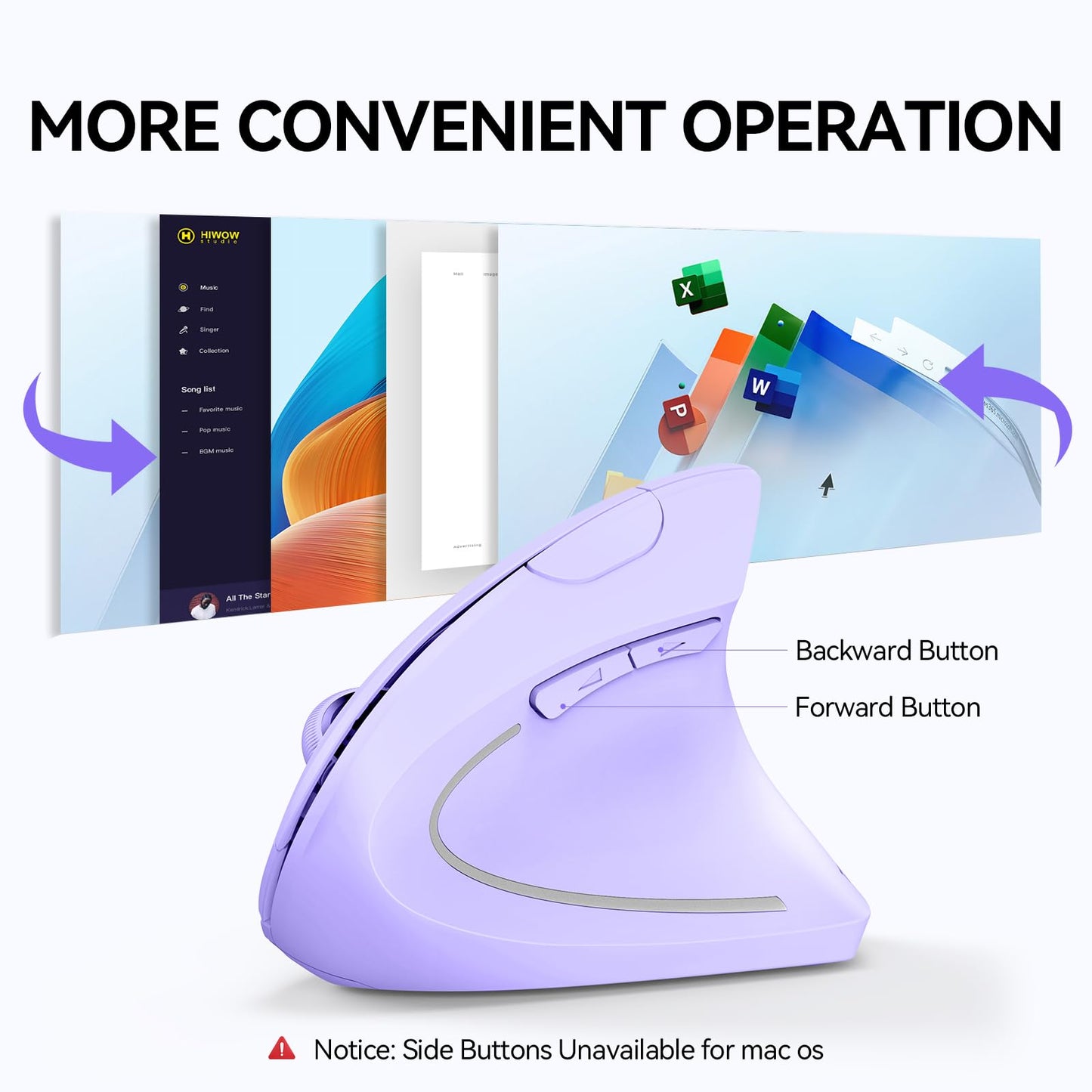 TECKNET Ergonomic Mouse, Wireless Bluetooth Vertical Mouse, 4800 DPI Optical Tracking, 6 Adjustable DPI, Quiet Clicks, 2.4GHz with USB A Receiver, 12 Months Battery, 6 Buttons, Wide Compatibility
