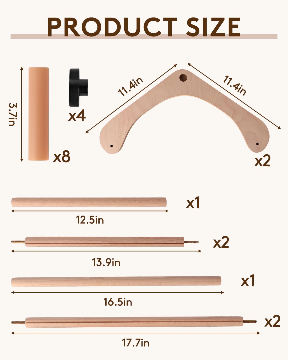 eZAKKA Adjustable Cross Stitch Stand for Lap or Tabletop, Wooden Embroidery Stand with 2 Size Rods (13.9" & 17.7"), Stable Cross Stitch Frame & Needlepoint Stand for Hands-Free Stitching