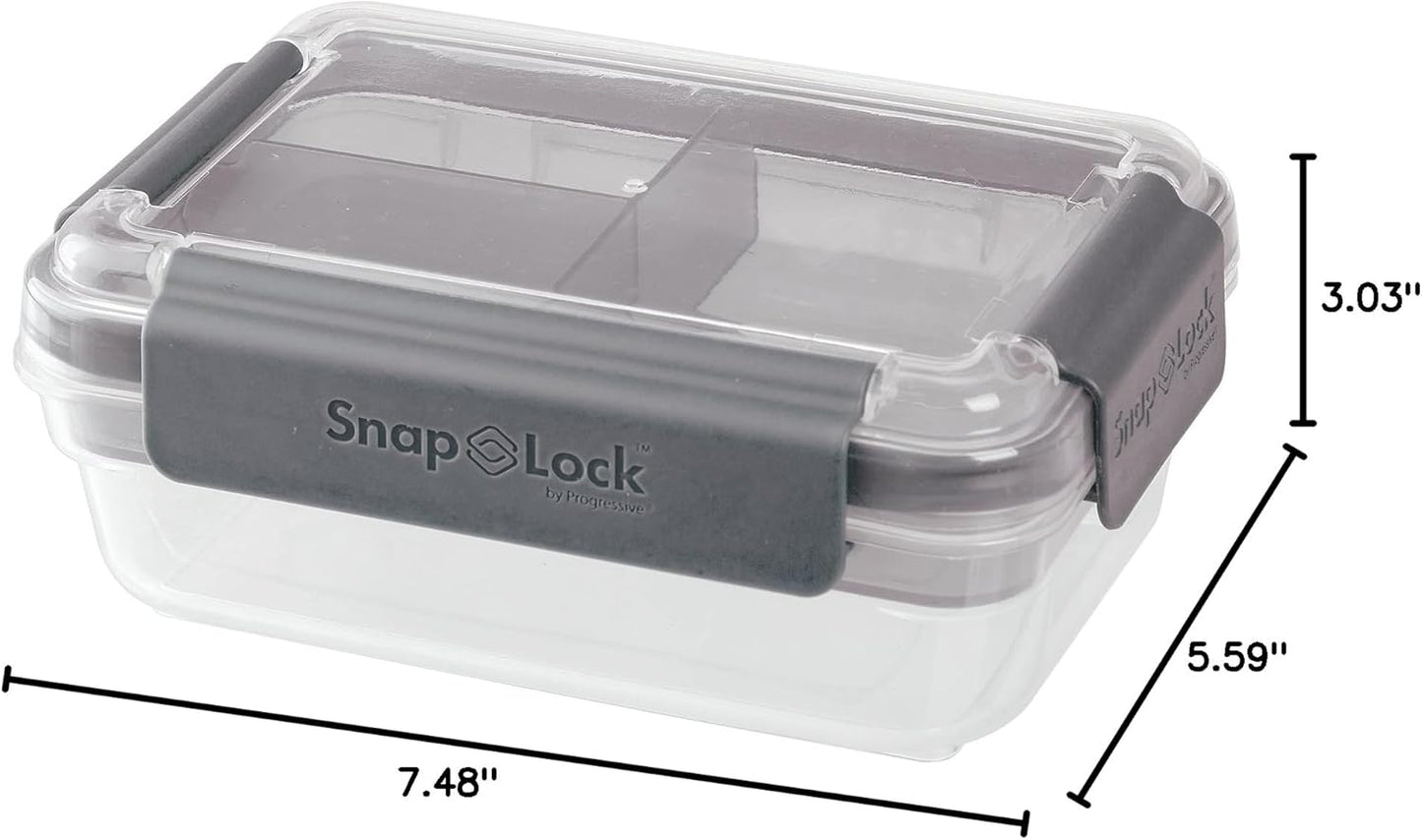SnapLock by Progressive Bento-To-Go Container, Gray, SNL-1021GY, Easy-To-Open, Leak-Proof Silicone Seal, Stackable