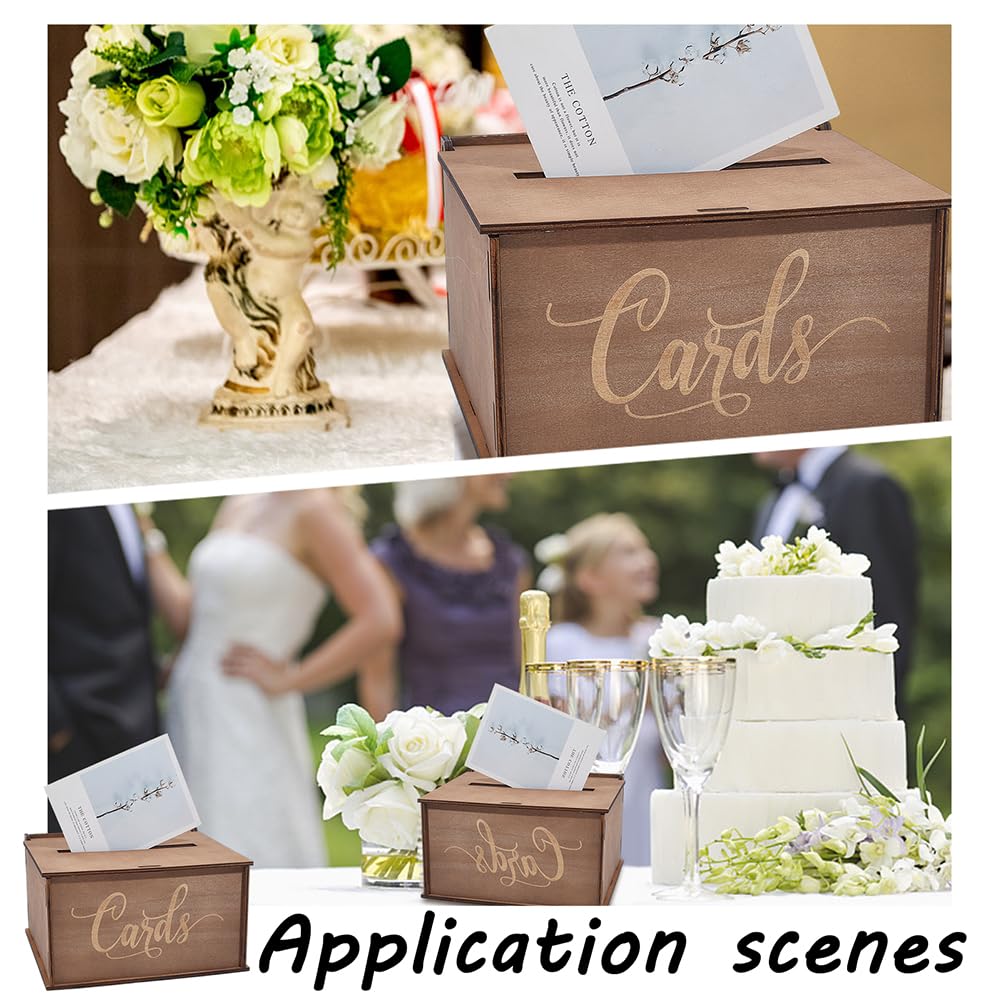 arricraft Dark Brown Rustic Wooden Card box, 11.5x10.5x6.5 Inch Wedding Gift Card Box Large Boxes for Wedding Birthday Bridal Shower Graduation Baby Shower Party
