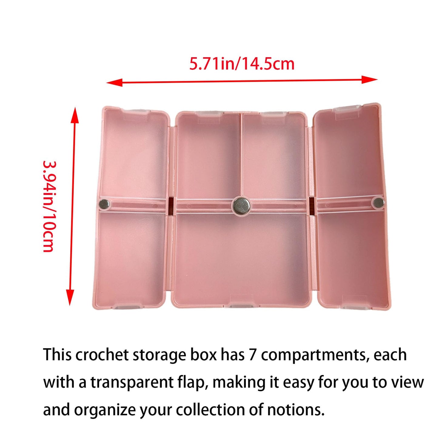 SPANSEE Knitting Crochet Notions Case, Stitch Marker Storage, Stitch Stoppers Organizer, Knitting Accessories, Portable Notion Organizer, 7 Compartments (Case Only)