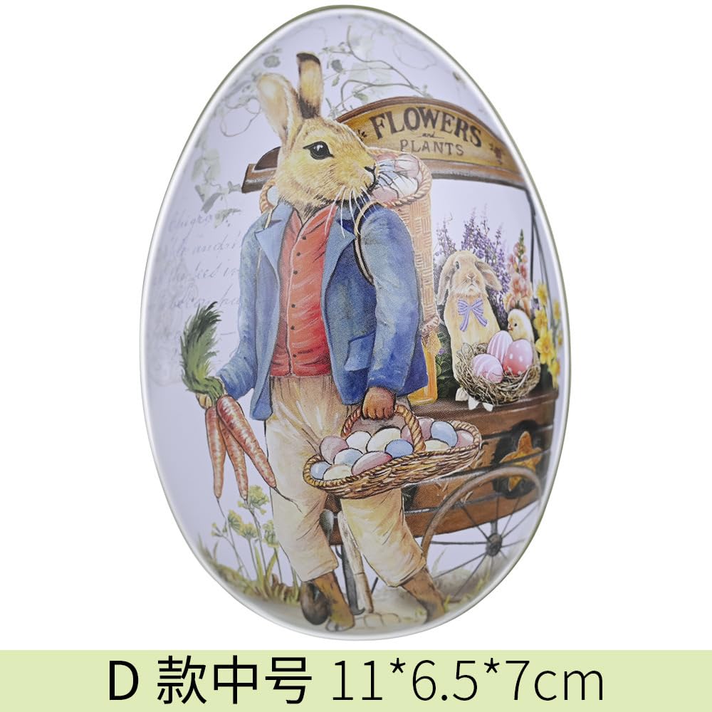 LASIYUAN 4pcs Pieces Painted Eggshell Style tin Box for Easter,Reusable Metal Egg Tins by ,for Easter Parties Decorations Storage Style (4 big)