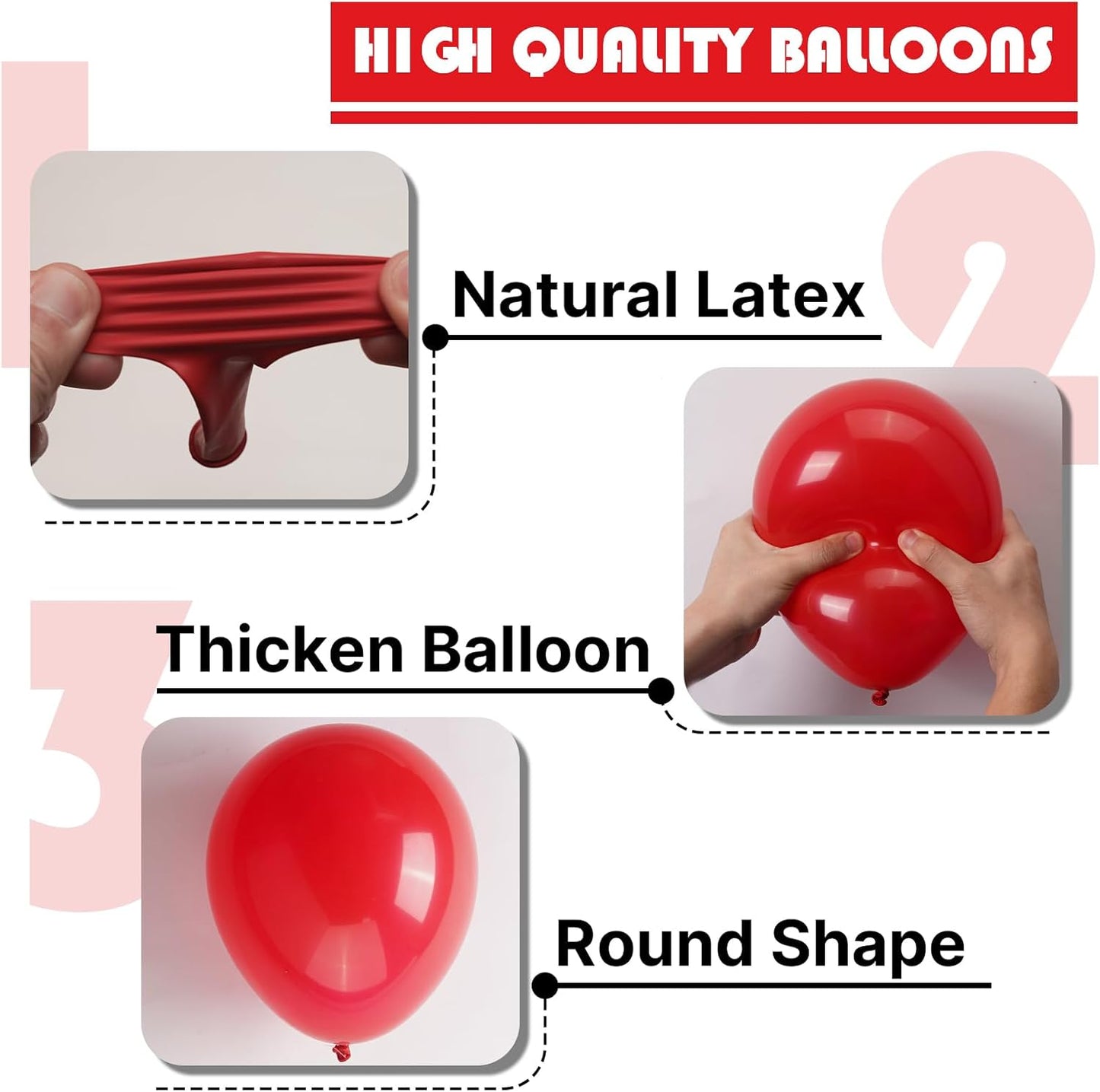 PartyWoo Red Balloons - 100 Pcs Matte Latex Balloons in Various Sizes for Party Decor | Perfect for Garlands & Arches