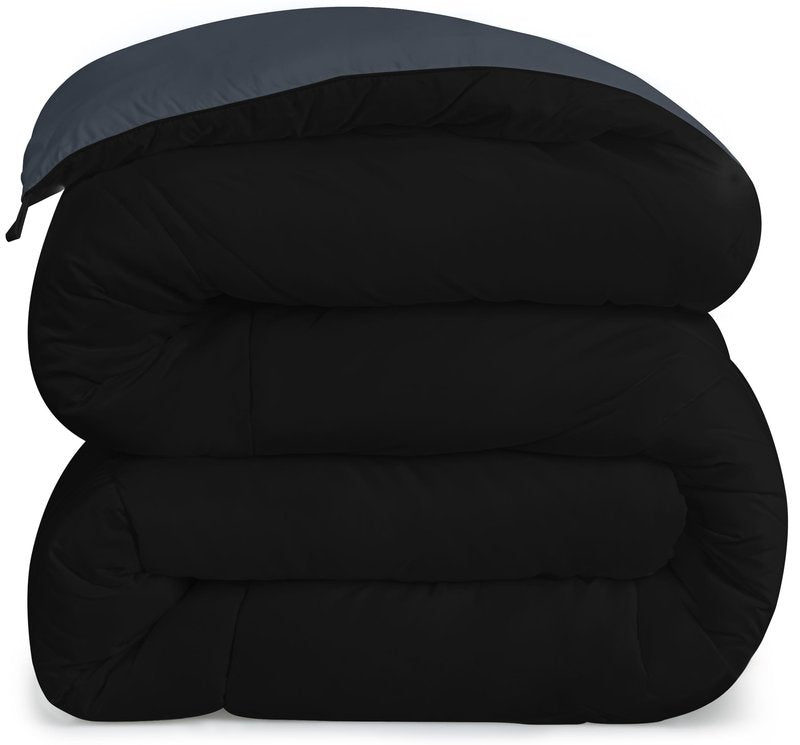 Utopia Bedding Comforters King Size, All Season Duvet Insert, Down Alternative Box Stitched Bed Comforter with Corner Tabs, Machine Washable (Black/Grey)
