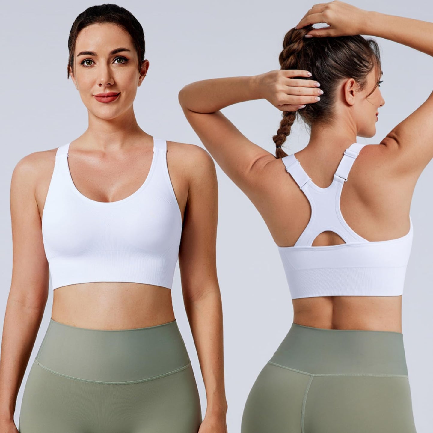 Evercute Adjustable Sports Bras for Women 3/4 Pack Racerback High Support Bras Padded Workout Bras Seamless Yoga Athletic Bra