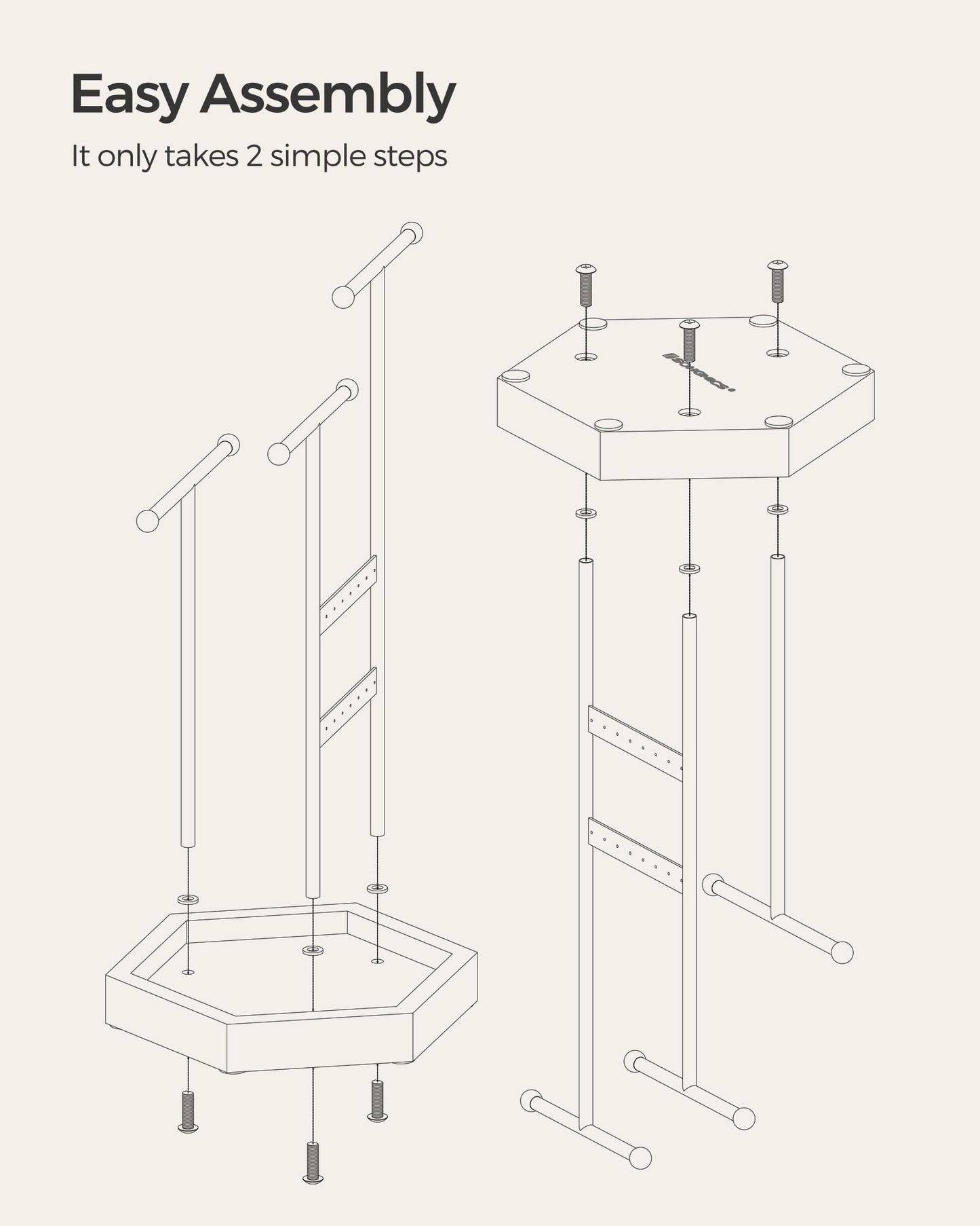 SONGMICS Jewelry Holder, Jewelry Organizer, 3 Tiers and 1 Tray, Jewelry Display Stand with Metal Frame, Necklace Earring Bracelet Holder, for Rings, Ink Black and Caramel Brown UJJS03CB