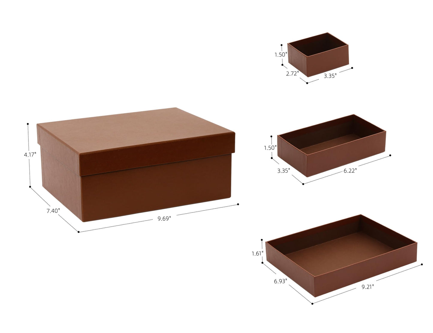 MIZFRUZZY Brown Textured Storage Box with Removable Dividers - Multi-Compartment Organizer for Jewelry, Sewing Supplies, Paperboard Keepsake box Set, Home Decor, Table Decor