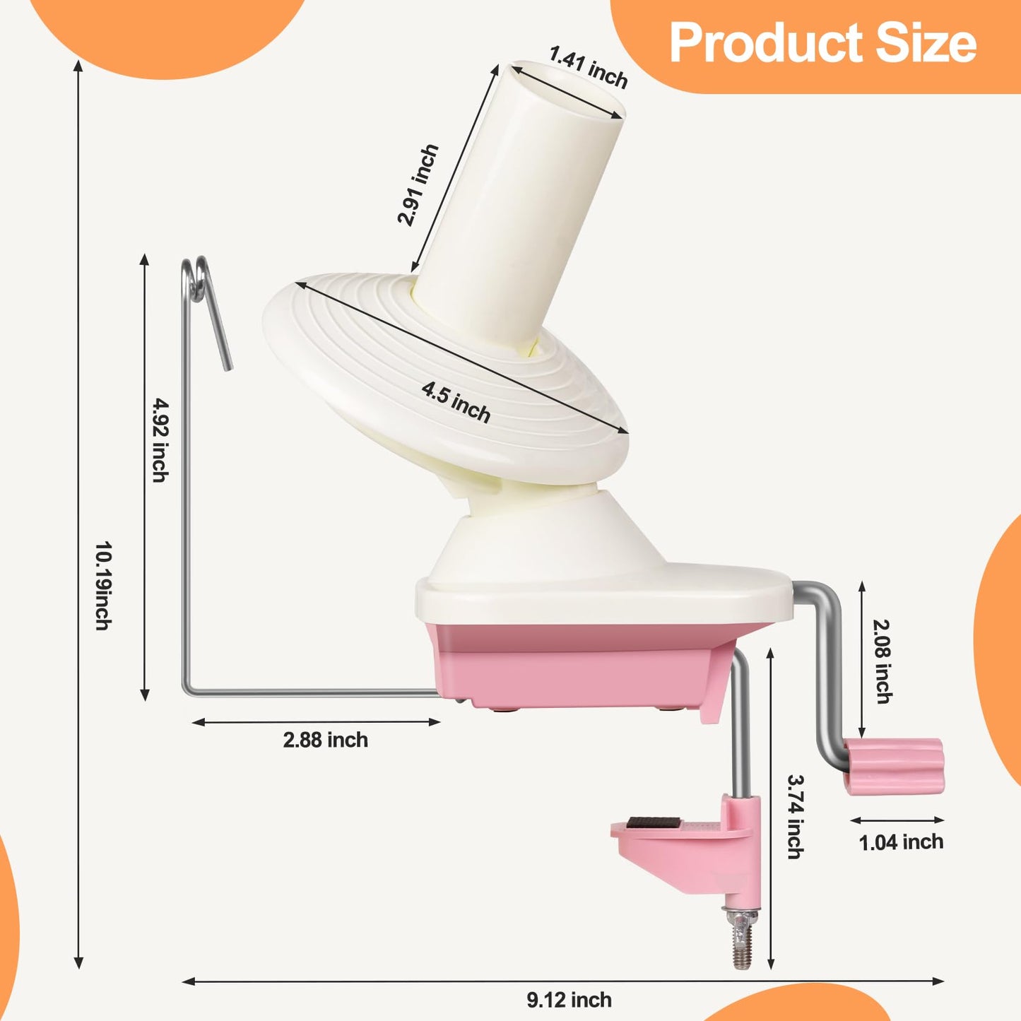 SOGCASE Yarn Winder, Manual Yarn Ball Winder for Crocheting and Knitting, Create Cakes up to 4 oz / 100g, Pink