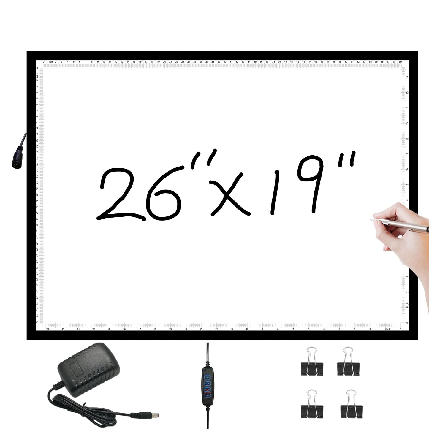 A2 Light Pad - 26"x19", 10000+ LUX Super Bright 10 Levels/Stepless Dimming 3 Colors Art Light Board Extra Large with UL Adapter for Diamond Painting, Tracing, Drawing, Sketching - Aluminum Frame