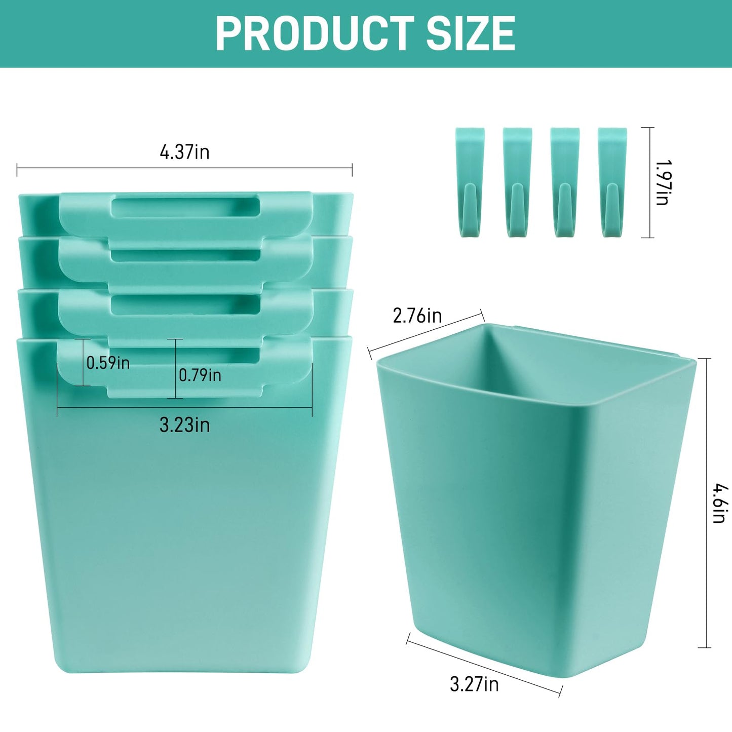 LEZIOA 5 Pack Hanging Cup Holders, Multipurpose Rolling Cart Accessories Utility Cart Accessories for Art Craft Supplies, Space Saving Hanging Storage Basket Pencil Holder Makeup Organizers (Blue)