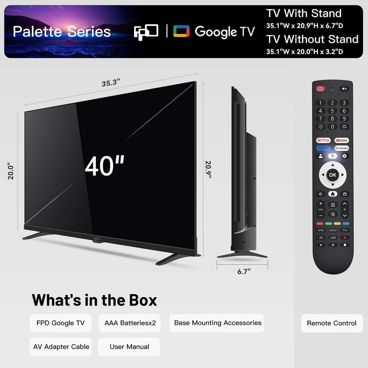 FPD 65 Inch Smart TV, 4K LED Google TV with Google Play Built-in Google Cast, HDR 10, Compatible with Dolby Atmos & Vision MEMC, Voice Assistant Remote, UHD Flat Screen Television (CG65-C3,2024)