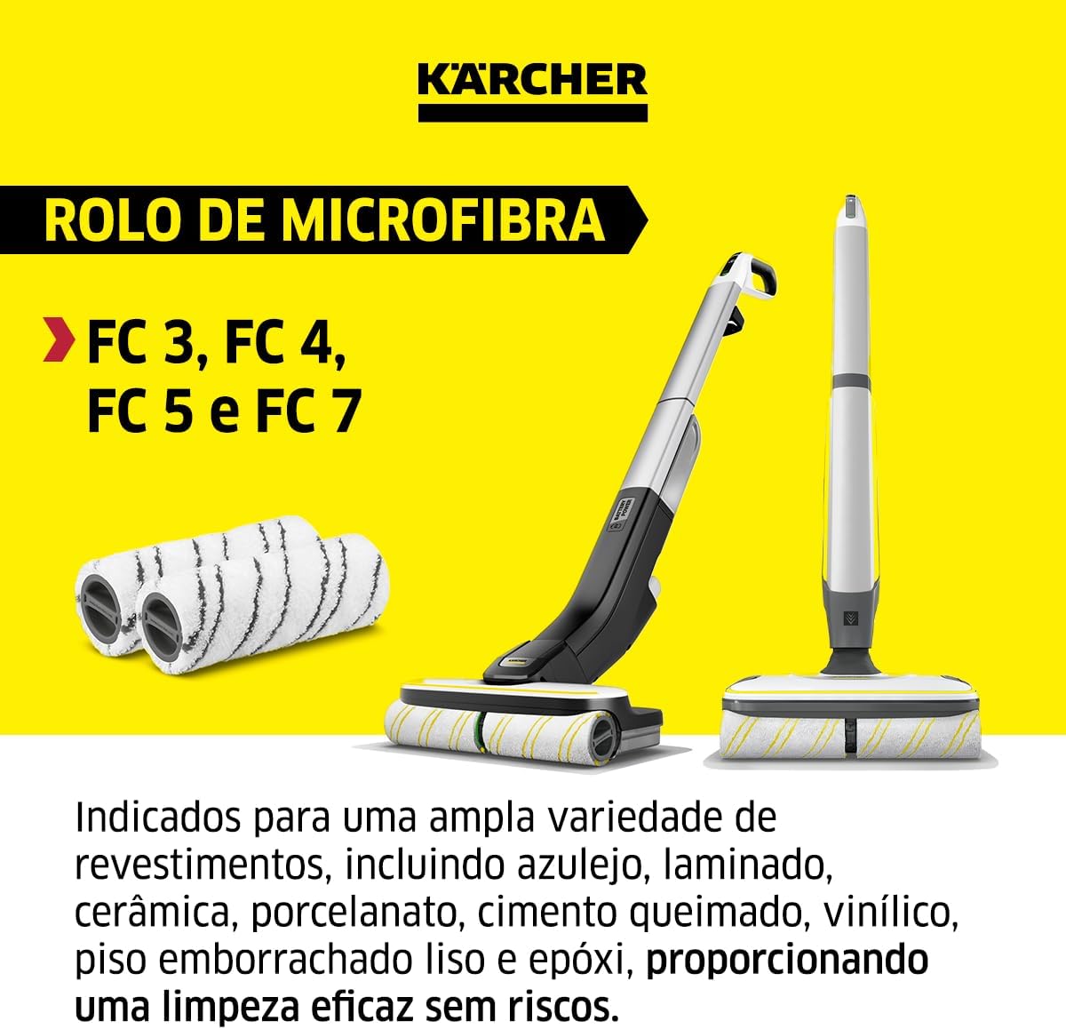 Karcher FC Floor Cleaner Microfiber Multi-Surface Replacement Roller, 2-Pack, Grey