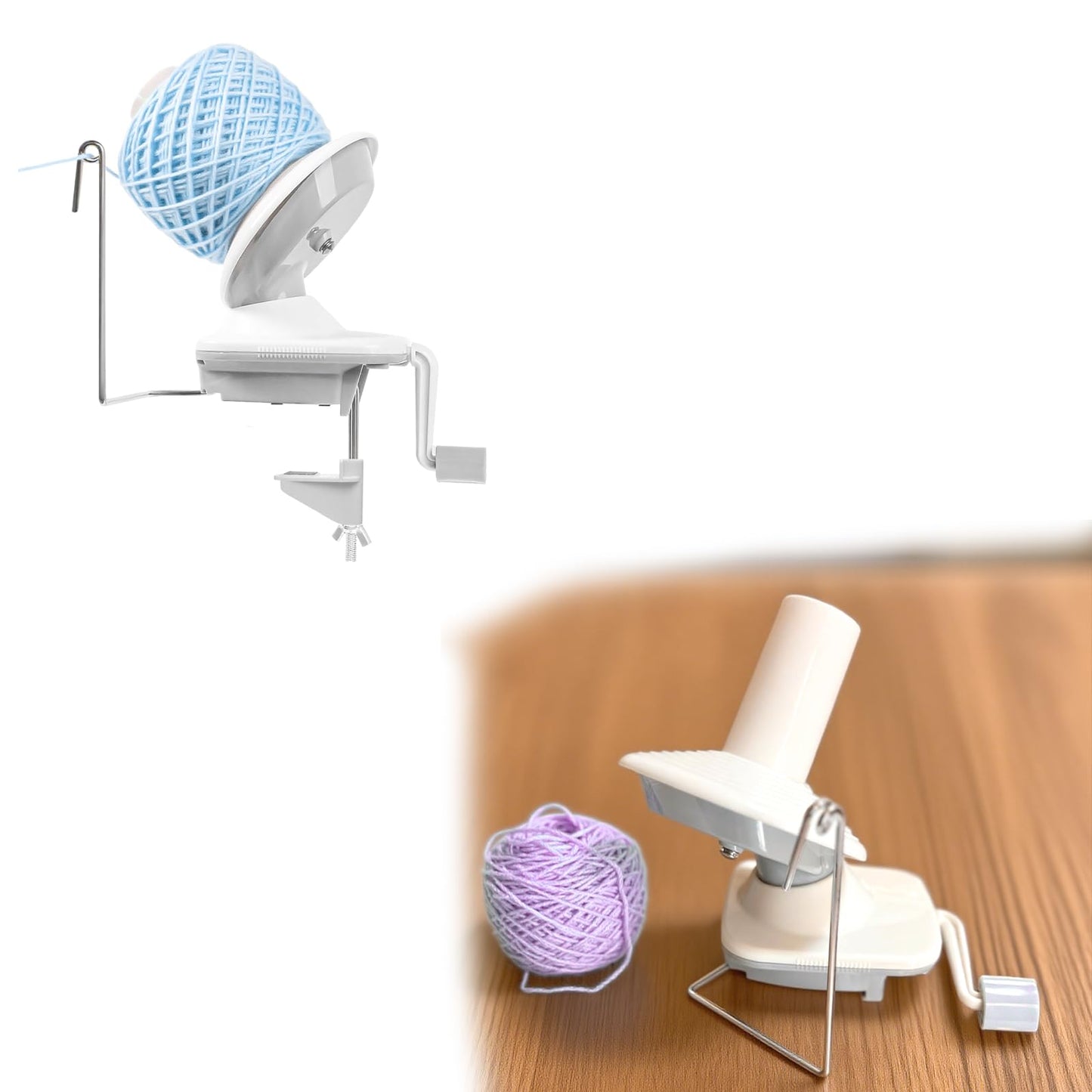 AMZTKDIY Yarn Winder Set with 12 Crochet Hooks | Electric & Manual Ball Winder for Crocheting | Large 10(3.5) oz Capacity, Stepless Speed Control, Low Noise (White-Gray (Manual Capacity 3.5oz))