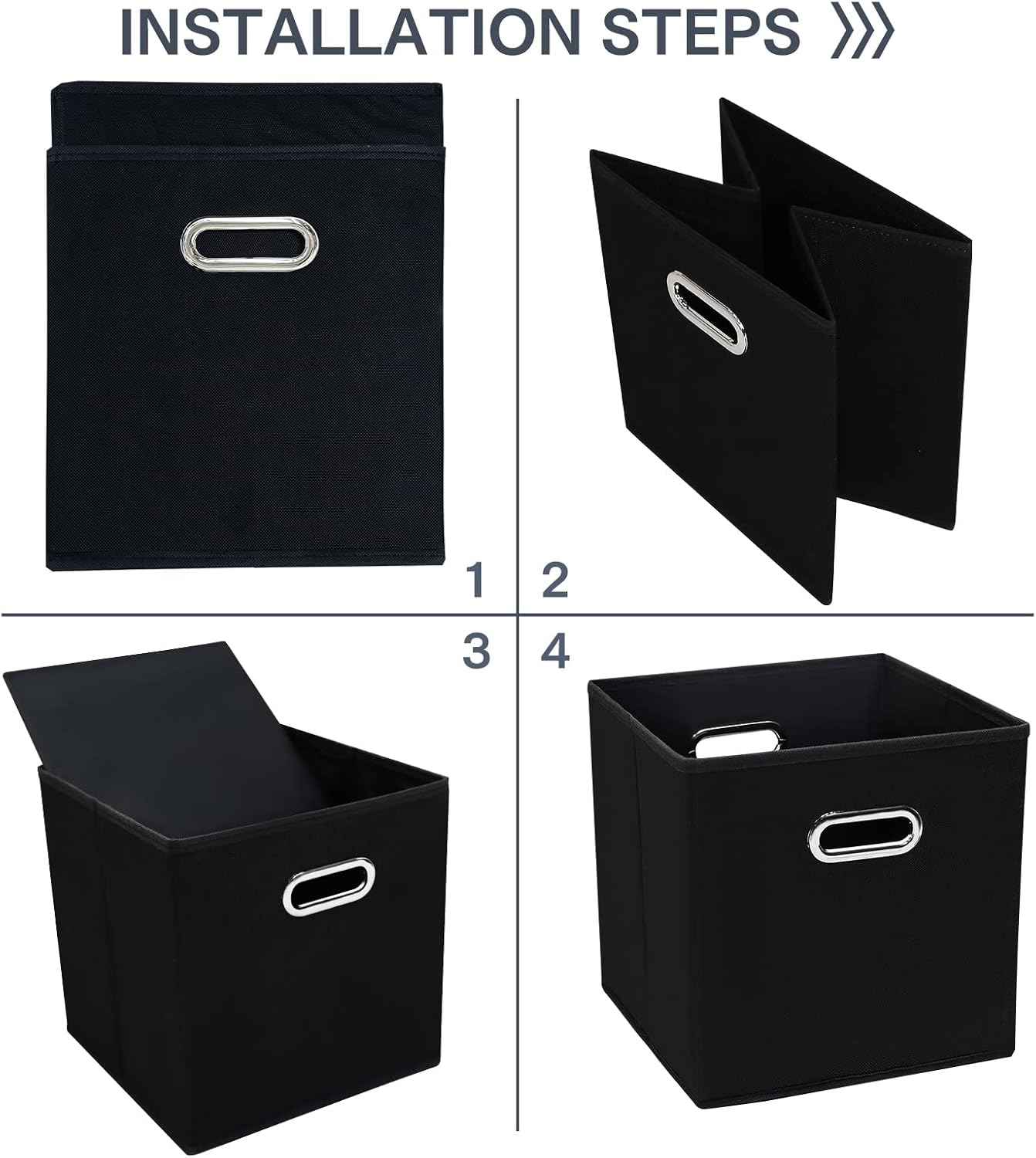 Black Fabric Storage Bins Cube, 11x11x11 Foldable Basket for Closet or Collapsible Storage Box Set of 2