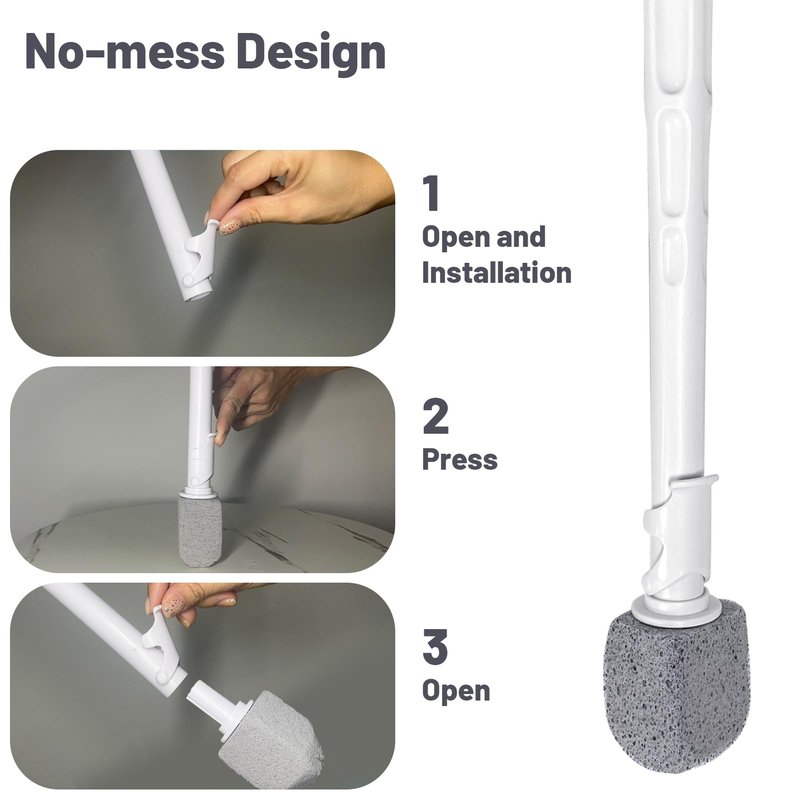 ENWARUTU Upgrade Pumice Stone Toilet Bowl Cleaner,Bathroom Cleaner Brush Toilet Wand Refills with 30CM Long Handle for Remove Hard Water Stains with 1 Wand+ Pumice Stones (5 Pack)