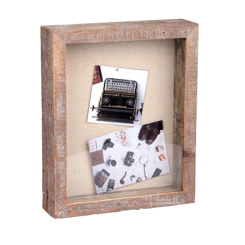 Shadow Box Rustic Picture Frame 11x14 Natural Wood Display Case for Memorabilia, Awards, Medals, Photos - Barnwood