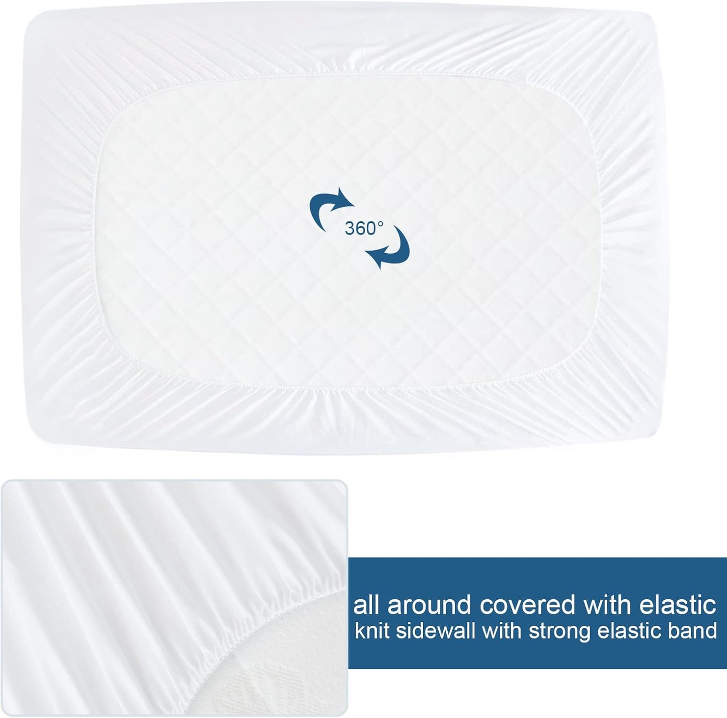 Skiennix Waterproof Mattress Protector - 2 Pack Twin XL, Ultra Soft & Breathable, Fits Up to 14'' Depth, Noiseless White