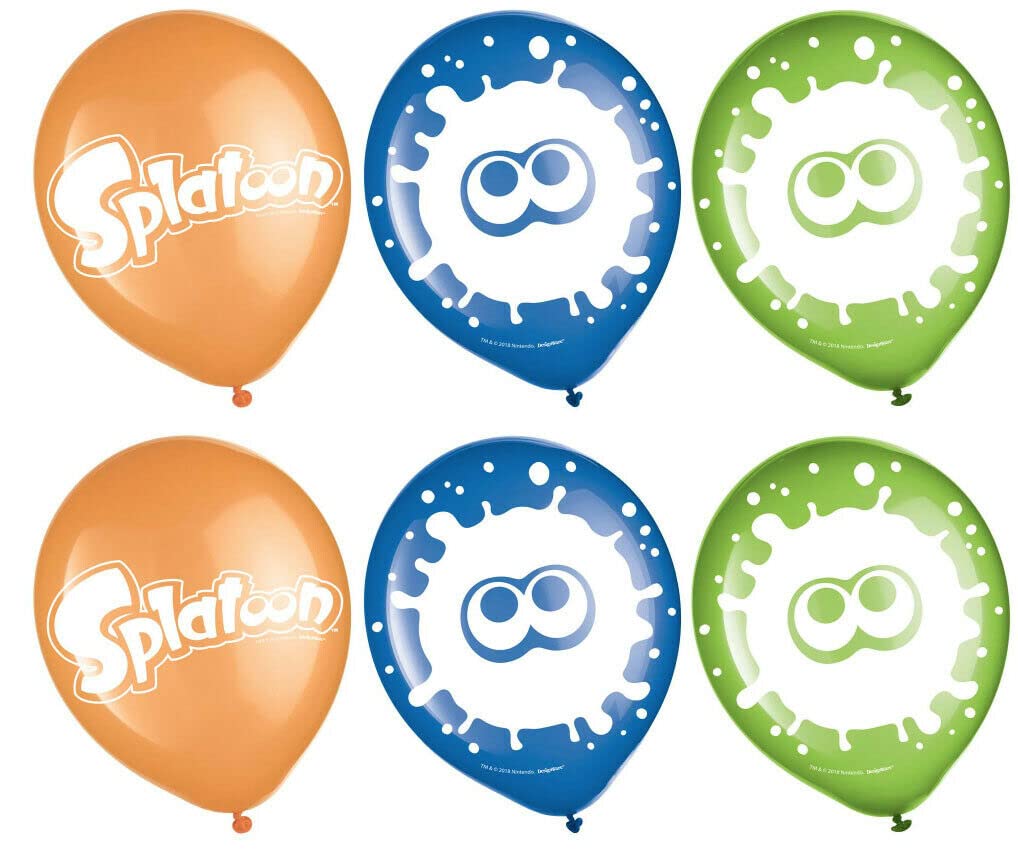 Splatoon Themed Latex Balloons | Assorted Colors | Pack of 6