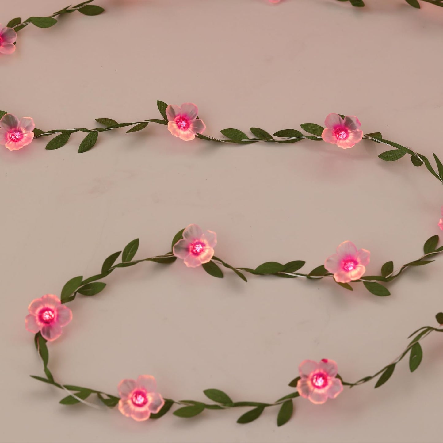 Cherry Blossom Vine Lights 13ft 40 LED Flower String Lights USB Plugin & Battery Operated Fairy Lights with Timer 8 Modes Remote Decorative Light for Graduation Bedroom Wedding Birthday Party Gift