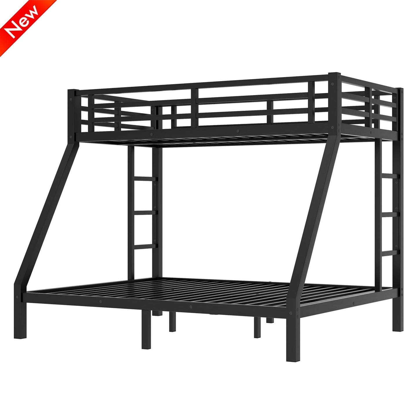 SIGONE Stronger and Safer Metal Steel Bunk Bed Frame Twin XL Over Queen Size, Heavy Duty More Stable Thickened Black Metal Bunk Queen Bed (Easier to Assemble) (Twin XL Over Queen)