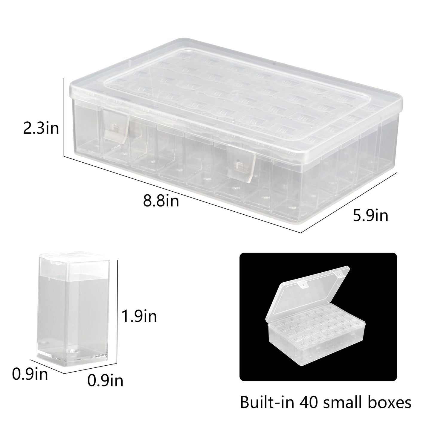 Diamond Painting Storage Containers with Lids - 40PCS Portable Transparent Plastic Set - Perfect for Diamond Art Storage, Diamond Art Supplies, Diamond Art Accessories & Diamond Art Kits for Beginners
