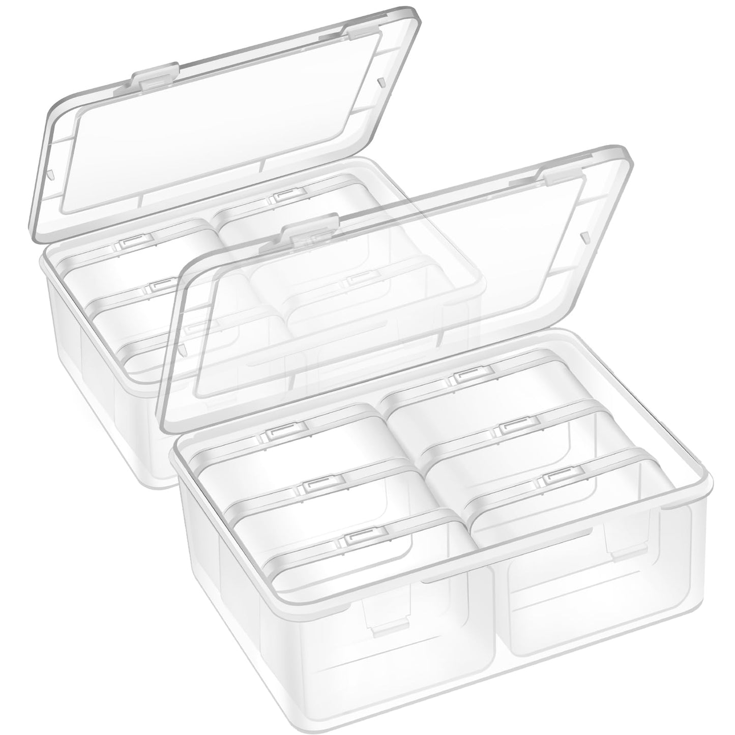 Mathtoxyz 2PCS Small Bead Organizers and Storage, Clear Bead Storage Containers Rectangle Bead Holder Plastic Cases Transparent Boxes for Nail DIY Craft Making Jewelry Battery Screw