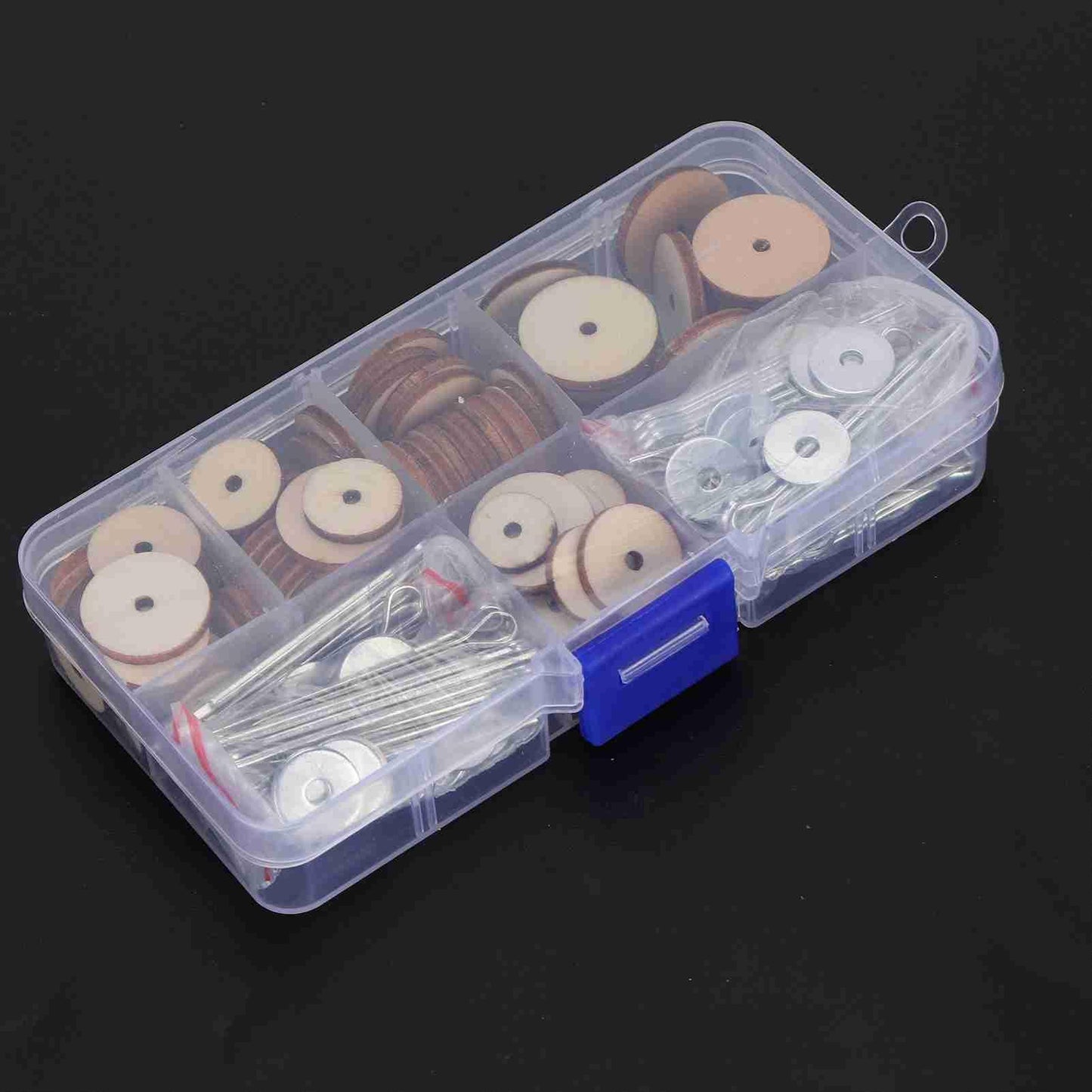 Luatoxry Doll Joints, 50 Sets Movable Joints Pin, Wood Doll Neck Joint Cushion with Iron Clip and Ring, 0.5-0.8in Doll Making Cotter with Storage Box for DIY Craft Teddy Bear