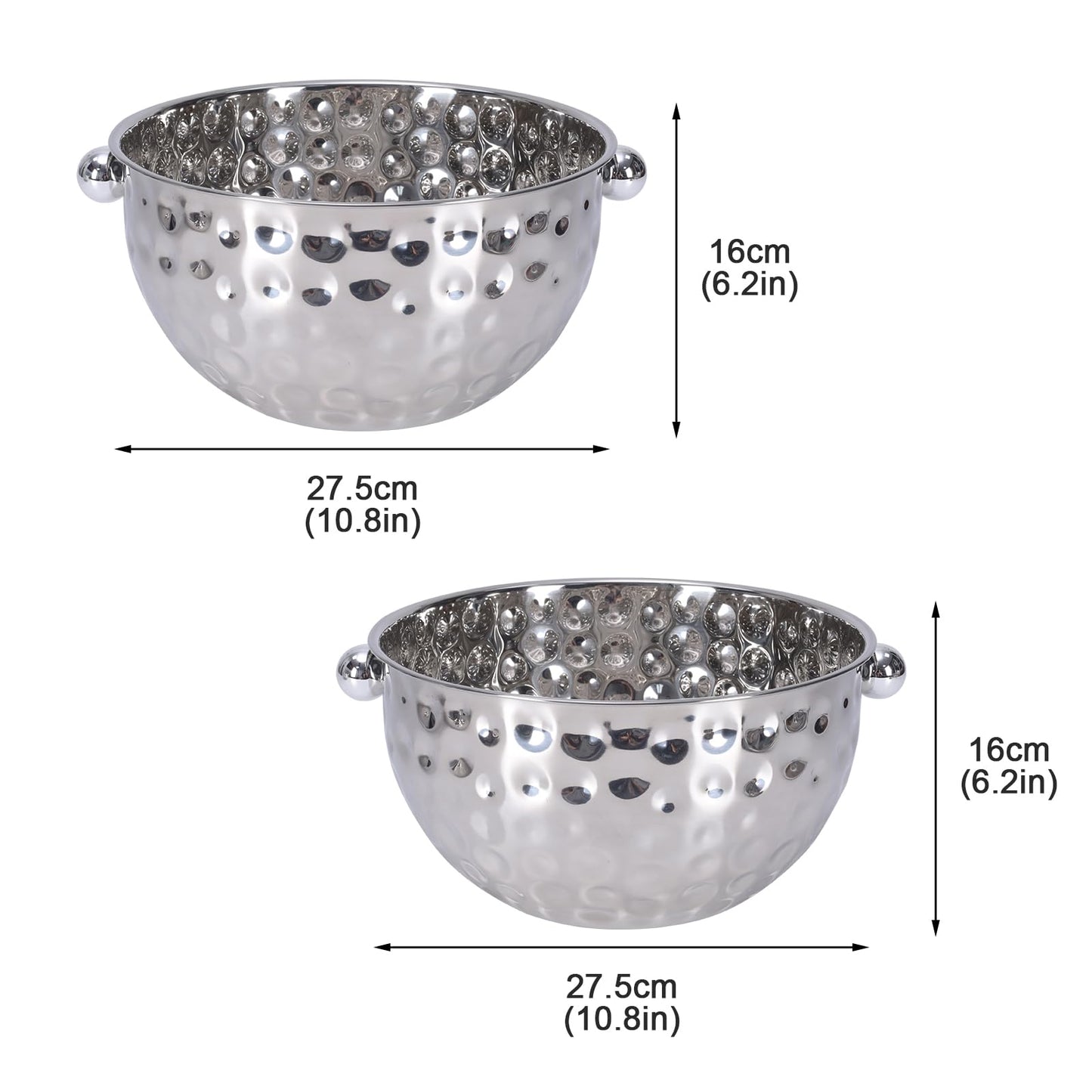 2 Set Ice Bucket for Freezer,Circle Stainless Steel Ice Cube Bin with Scoop&Handle,Large Capacity Ice Container Champagne Bucket Carry Drink Storage Cooler,Halloween Ice Buckets for Partie