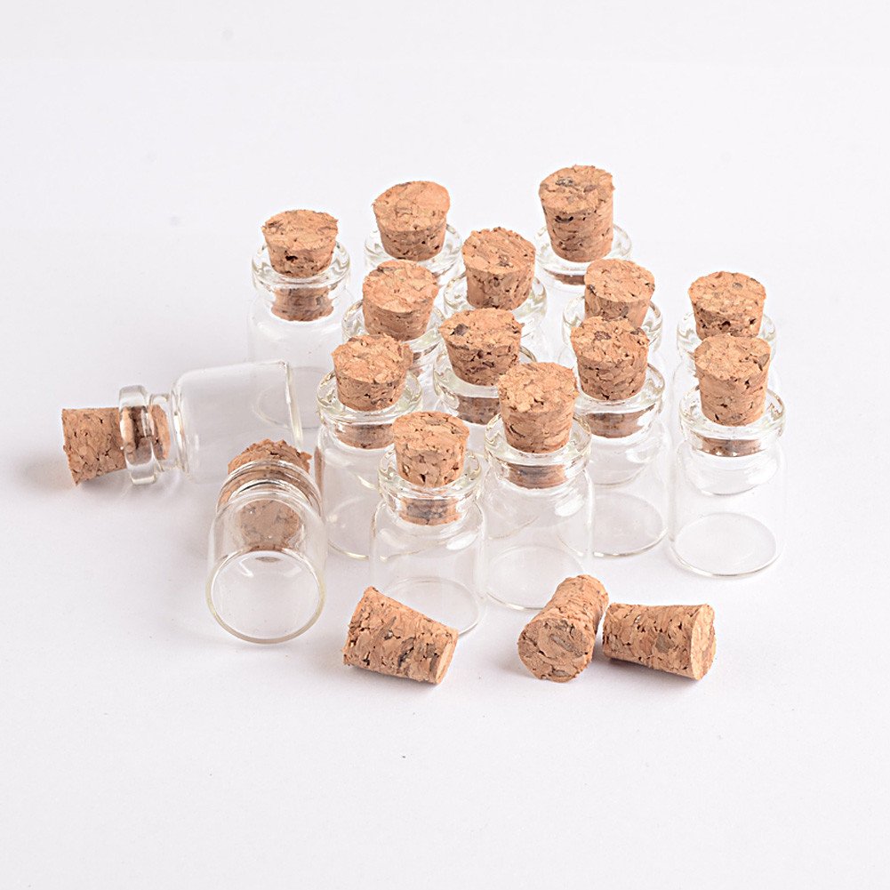 TAI DIAN 100pcs 0.5ml Cute Mini Glass Bottle With Corks Transparent Empty Small Wishing Bottle Decoration Crafts Glass Vials Jars (0.5ml (10x18x5mm))