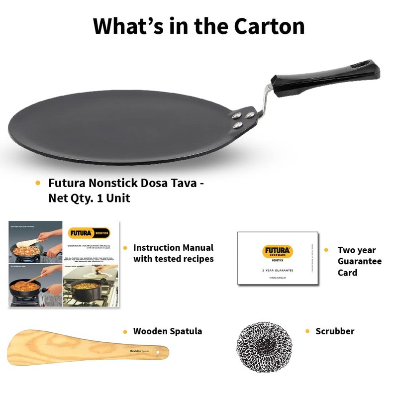 HAWKINS Futura 28 cm Dosa Tava, Non Stick Dosa Tawa, Induction Dosa Tawa, Black (INDT28)