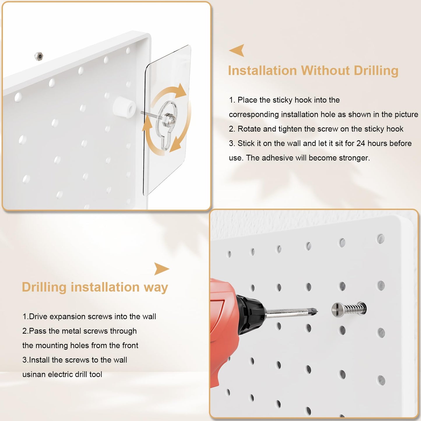 FZK Peg Board with Hooks, Plastic Pegboard Kit with 4 White Pegboards and Accessories, Peg Board Wall Organizer for Office and Craft Room