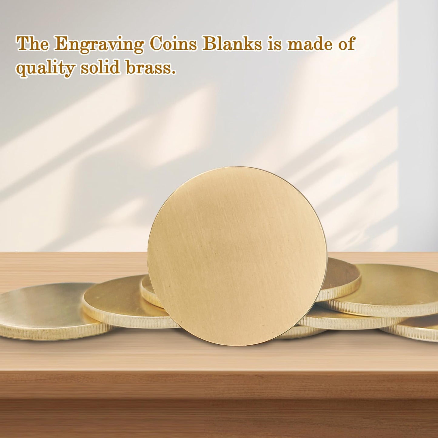 10 Pieces Blank Challenge Coin Brass Laser Engraving Blanks 40mm Diameter Full Flat Surface Coin Blanks with Acrylic Protection Box Pattern for DIY Crafts Engraving(Thickness 2mm)