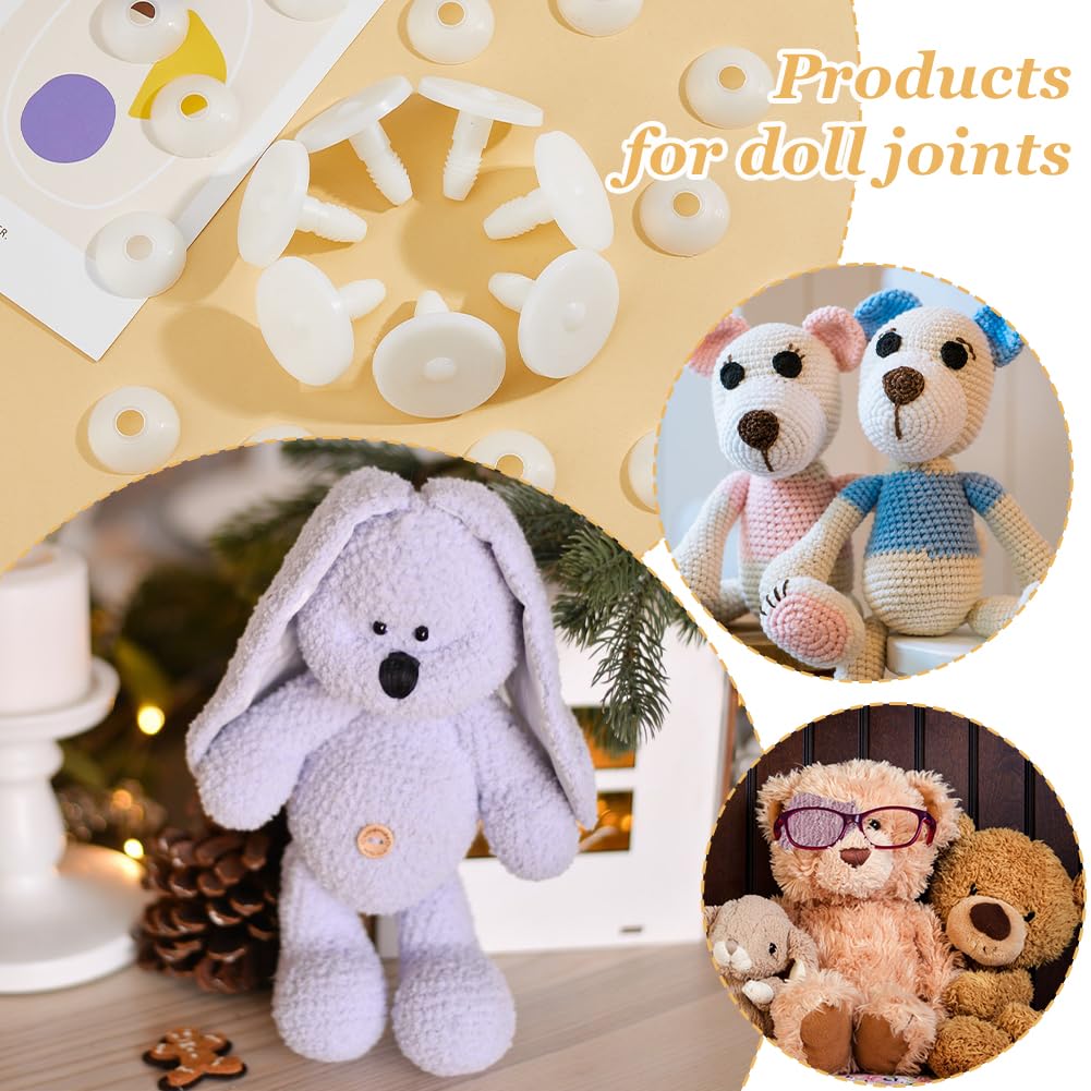 SUPERFINDINGS 16 Sets Doll Joints 40mm Safety Joints Movable Joint Plastic Joints for Amigurumi Crochet Animal Joints Body Joints with Washers Limbs and Head Joints for Soft Teddy Bear Making