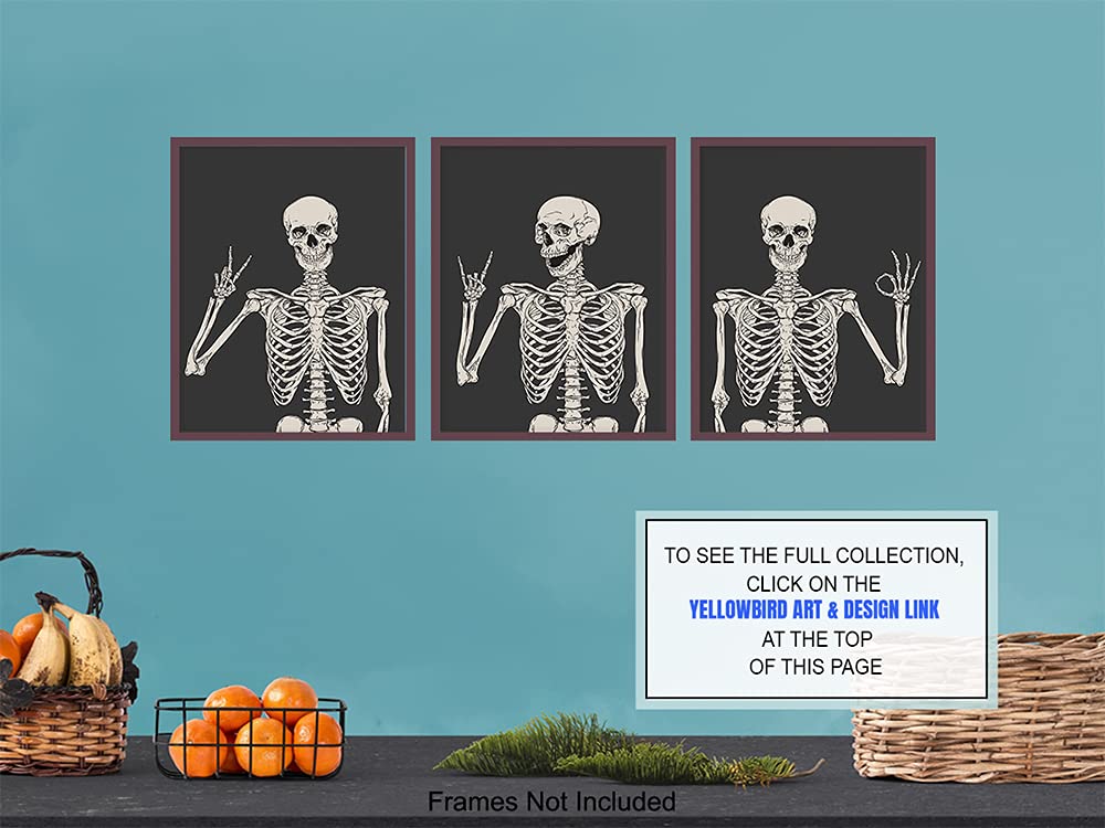 Skeleton Wall Art & Decor - Halloween Wall Decor - Gothic Home Decoration - Goth Room Artwork - Funny Skull Art - Pagan Gifts - Bedroom Dorm Man Cave - Men Boys Teens - Witchy Picture Poster Print