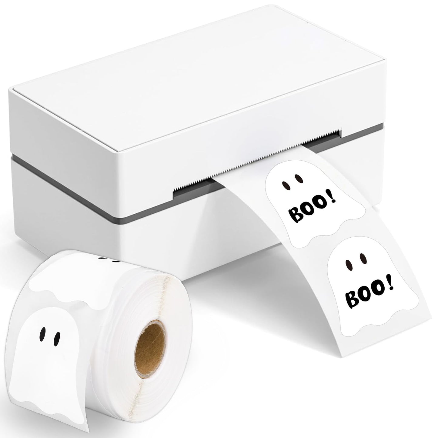 Whaline Halloween Ghost Direct Thermal Labels Cute White Ghost Label Stickers Self-Adhesive Printer Decals for DIY Candle Name Tag Logo Design, 500 Pcs