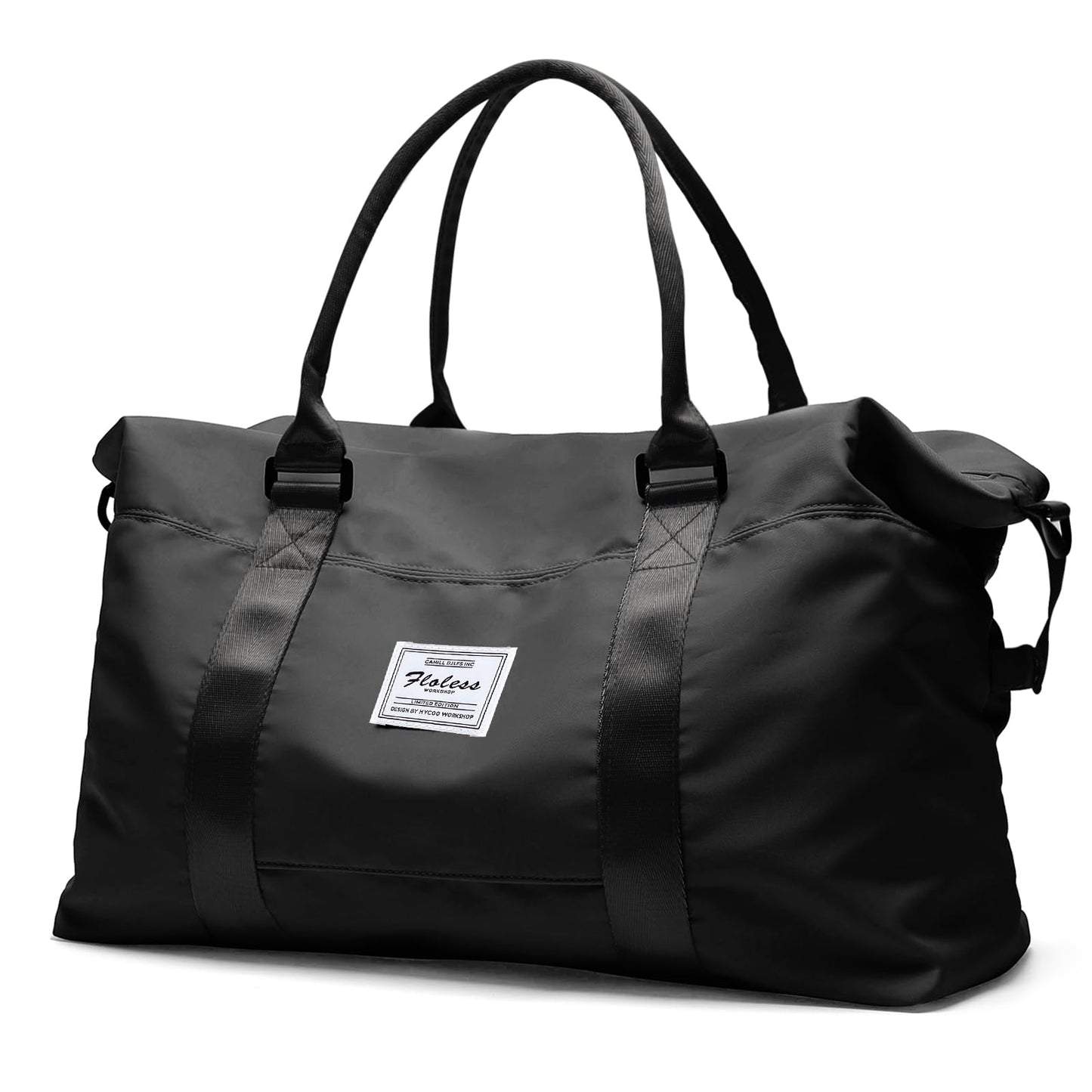 Travel Duffel Bag,Weekender Overnight Bag for Women,Carry-on Bag with Wet Pocket,Gym Bag,Extra Large,Black