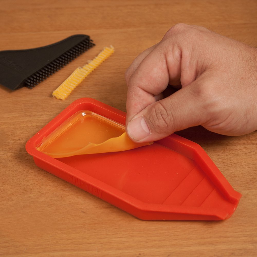 Sili Non-Stick Wood Glue Brush Silicone Applicator Kit | Comb/Squeegee Wood Glue Applicator & Tray | Reusable Small Brushes for Crafts, Arts & Hobby | Silicone Brushes for Woodworking