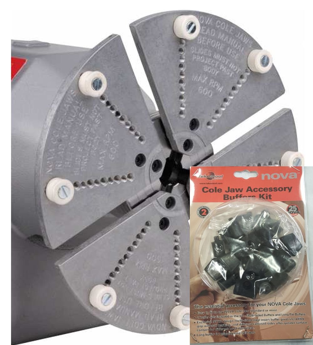 10" Cole Jaw Set (JSCOLE) For Nova Wood Lathe Chucks With Accessory Buffer Kit (6030)