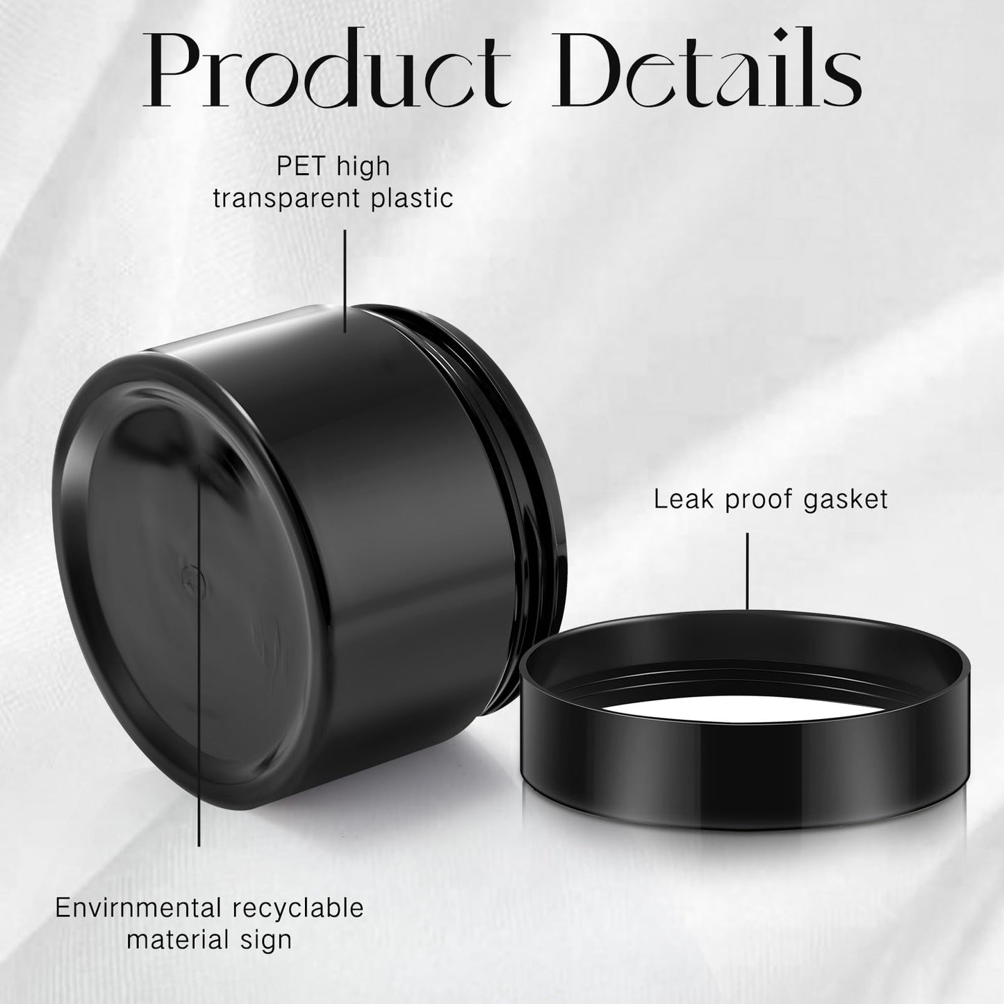 SATINIOR 24 Pieces Empty Clear Plastic Jars with Lids Round Storage Containers Wide Mouth for Beauty Product Cosmetic Cream Lotion Liquid Butter Craft and Food(Black,32 oz)