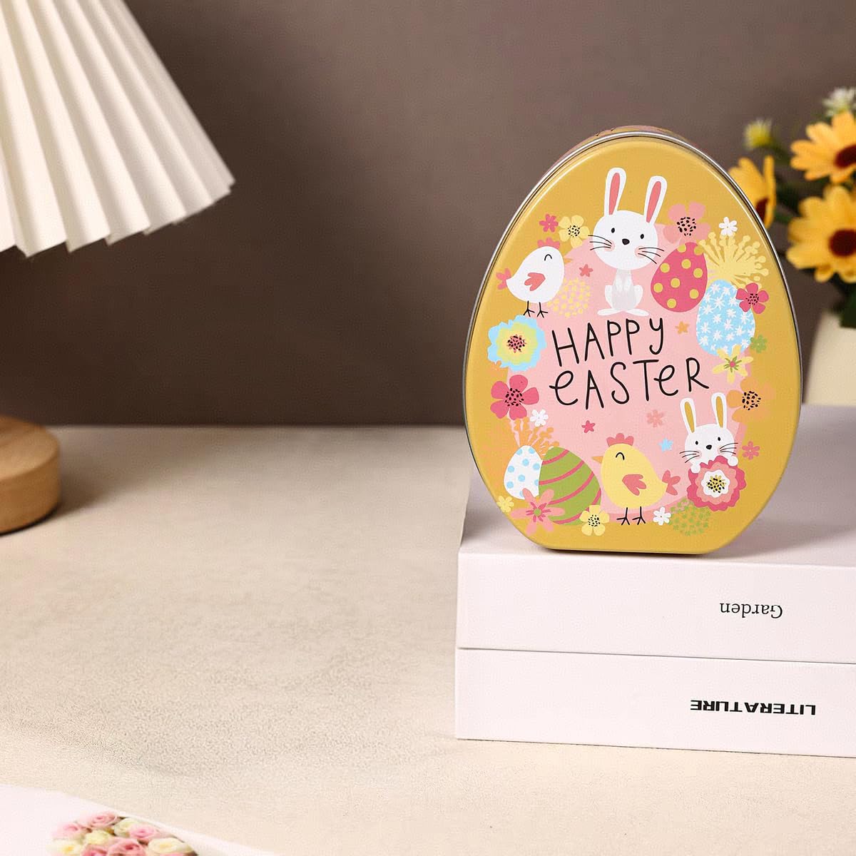 Easter Bunny Candy Metal Tin Box Cookie Storage Jar Easter Gift Box Decor for Easter Decoration Holiday Party Supplies