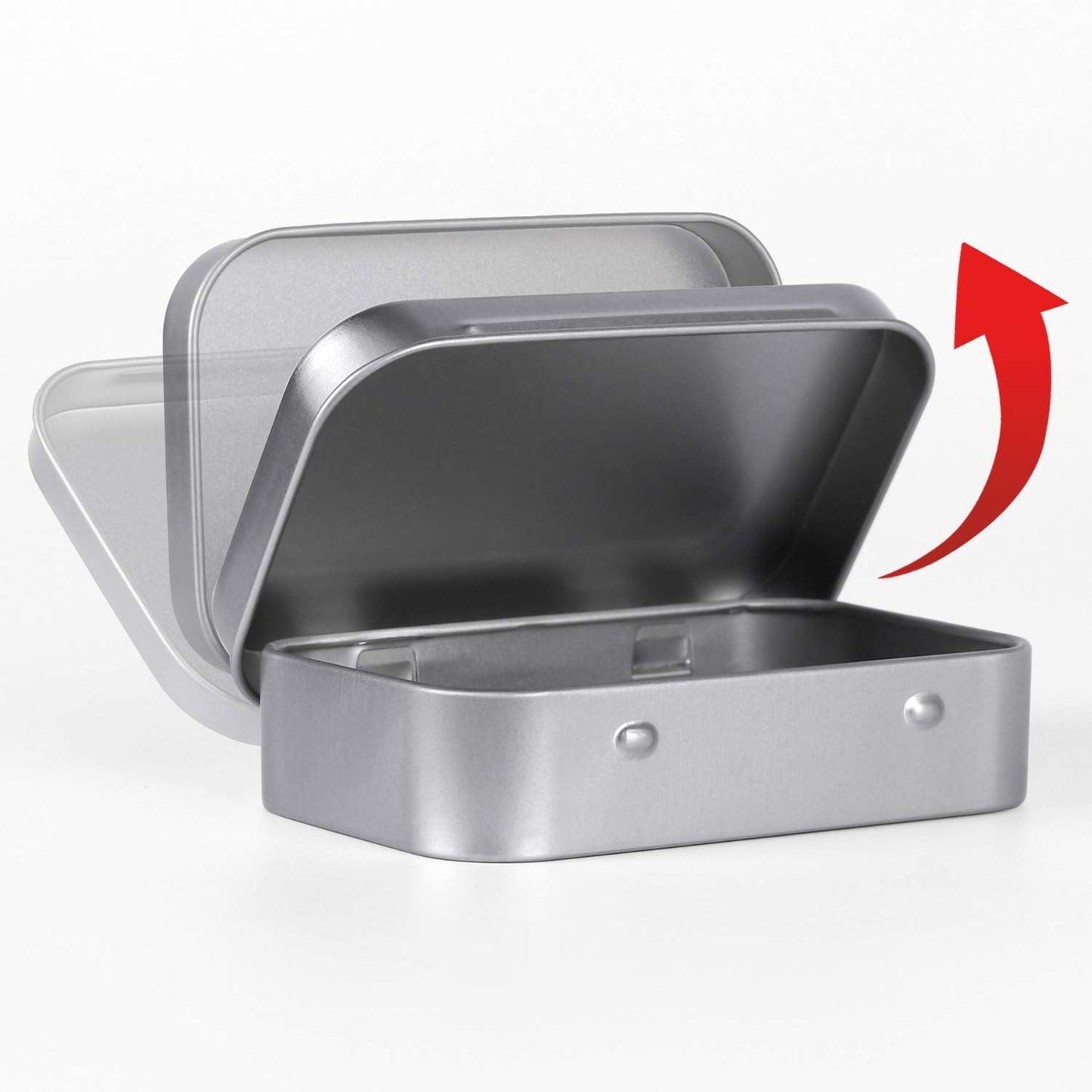 Tamicy Metal Rectangular Empty Hinged Tins - Pack of 40 Silver Mini Portable Box Small Storage Kit & Home Organizer with lids craft containers 3-1/2''X2-1/2''X4/5''