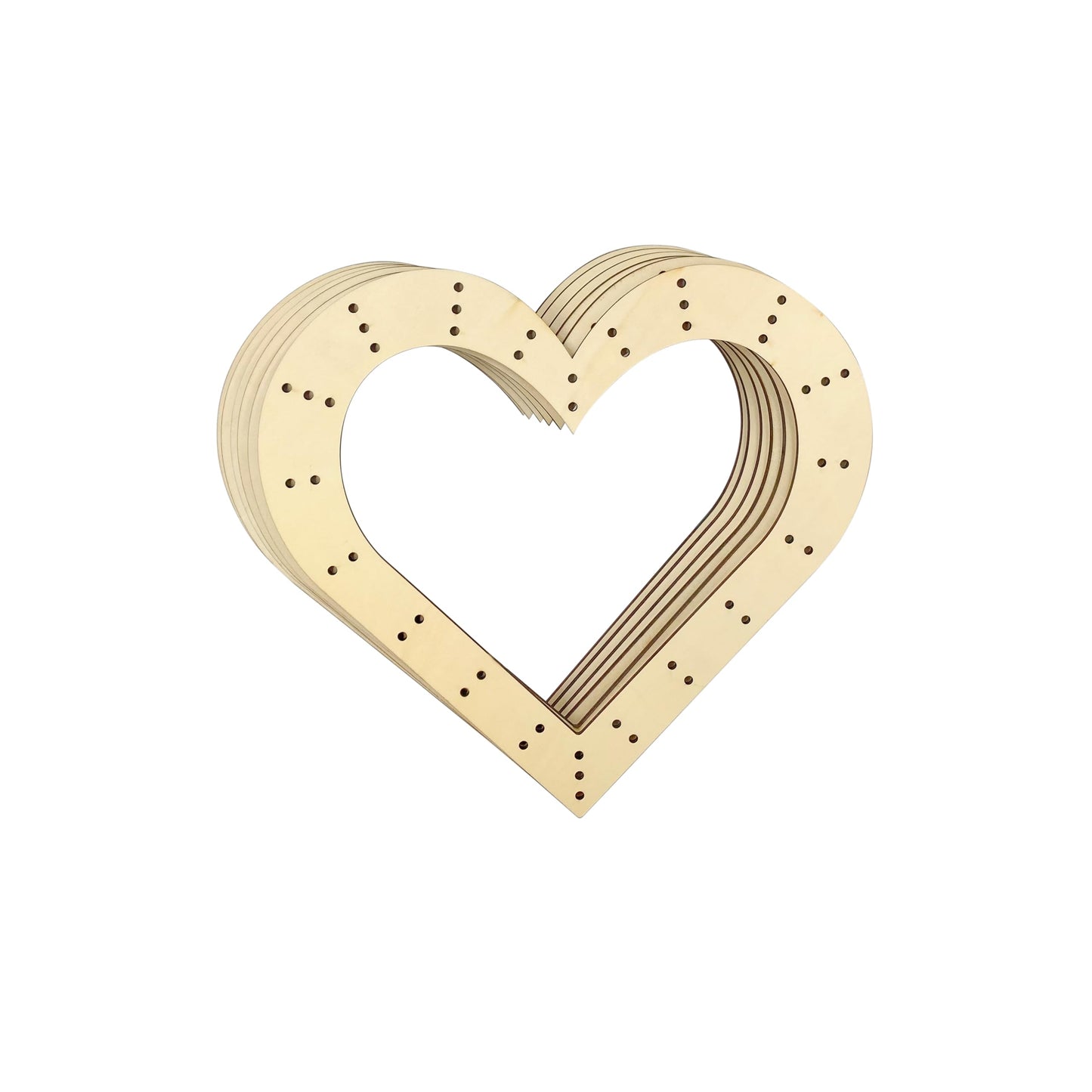 14 Inch 6 Pack Unfinished Wooden Wreath Heart Shape Rings Crafts Hanging Floral Hoop Garland Wood Wreath Frames for Home Decor (0.18 inch Thick,with 47 Holes)