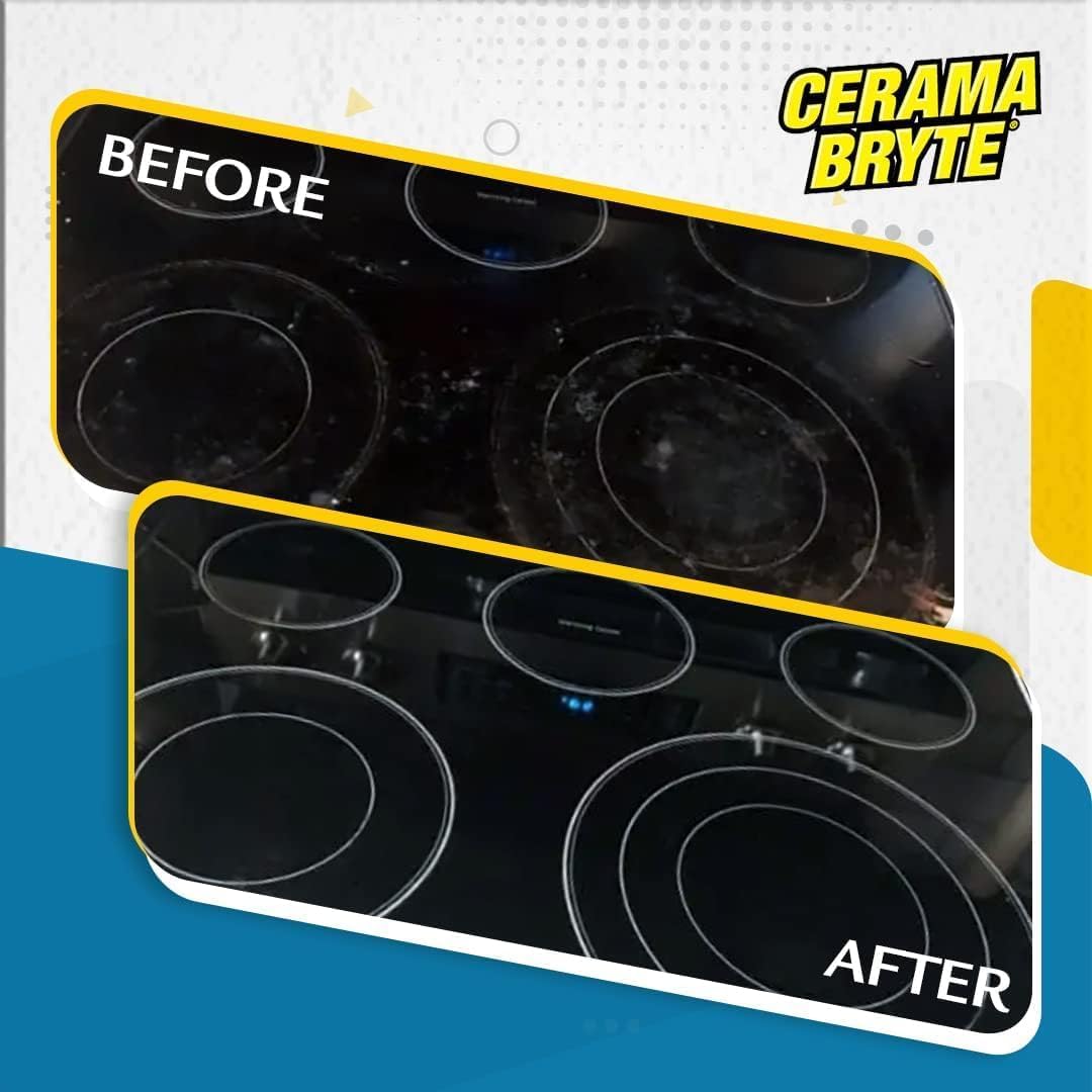 Cerama Bryte Removes Tough Stains Cooktop and Stove Top Cleaner for Glass - Ceramic Surfaces, 1-28 oz