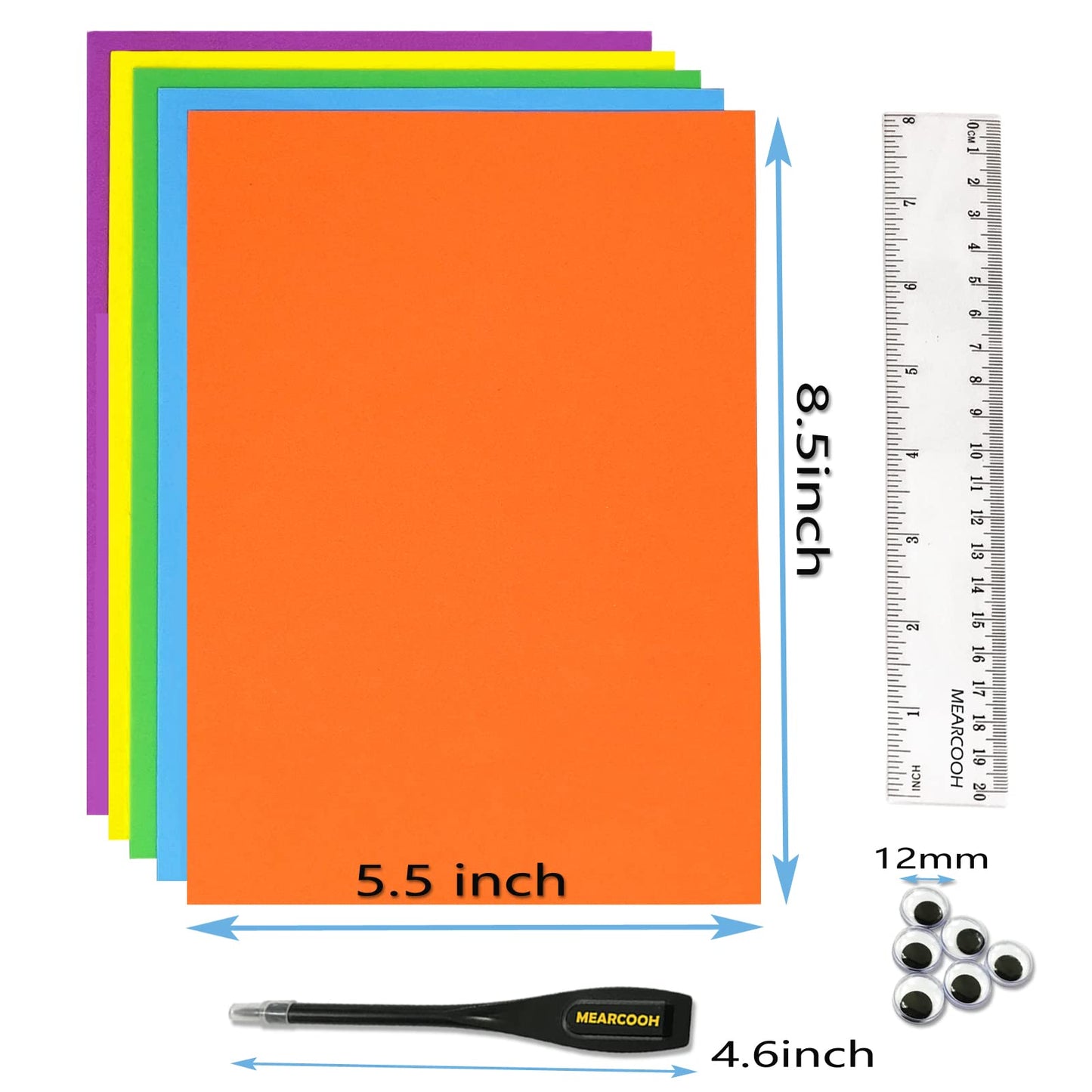 84PACK Foam Craft Sheets 8.5x5.5 inch Eva Color Bulk Foam Paper Set for Kids Classroom Art Craft Projects DIY Handcraft by MEARCOOH